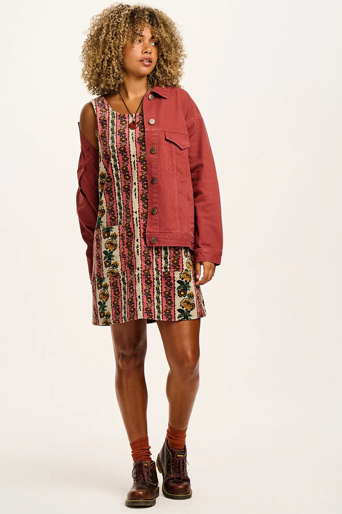 Lucy & Yak Layla - Mini Corduroy Dress in Betsy Floral Print