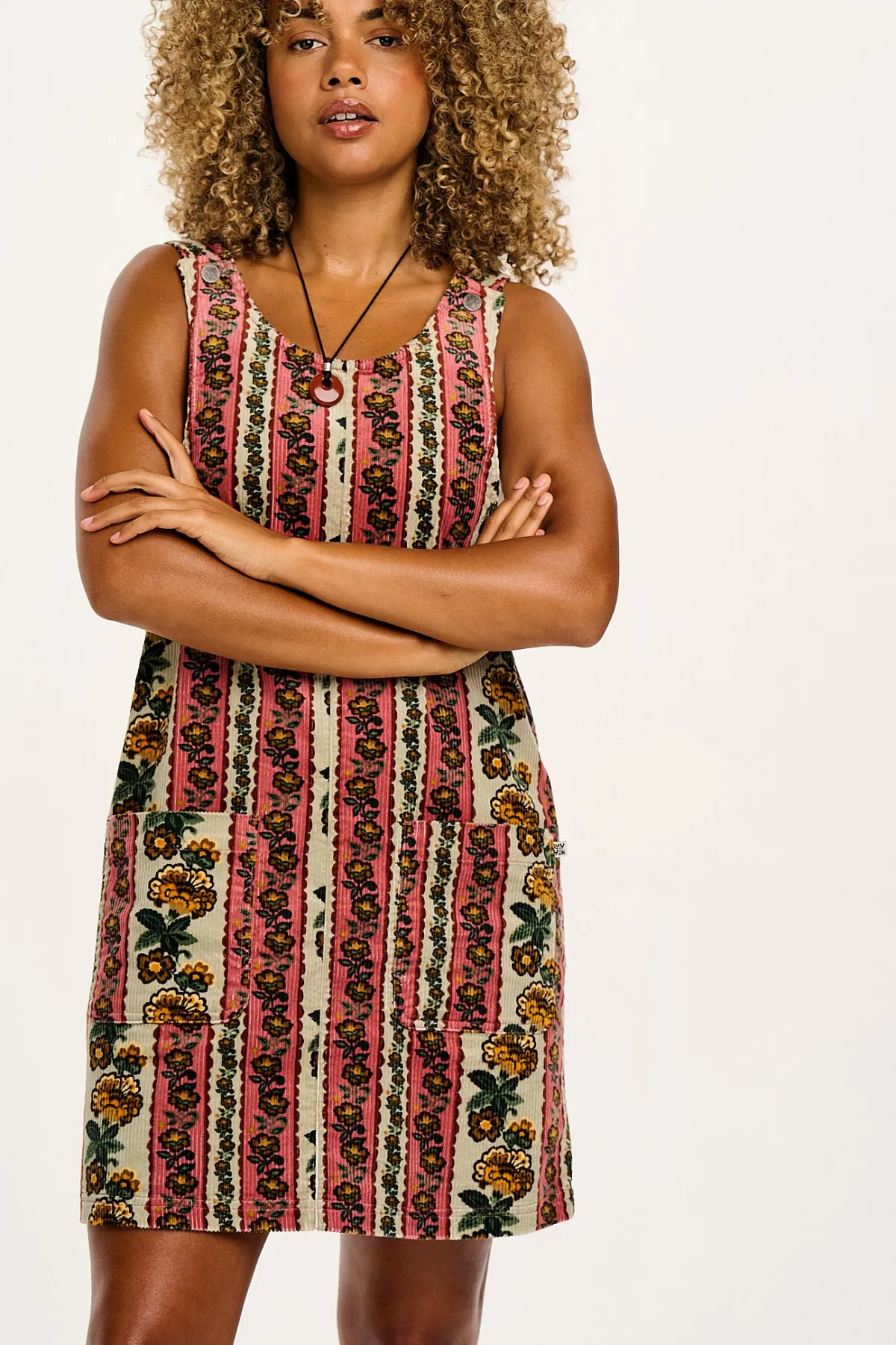 Lucy & Yak Layla - Mini Corduroy Dress in Betsy Floral Print