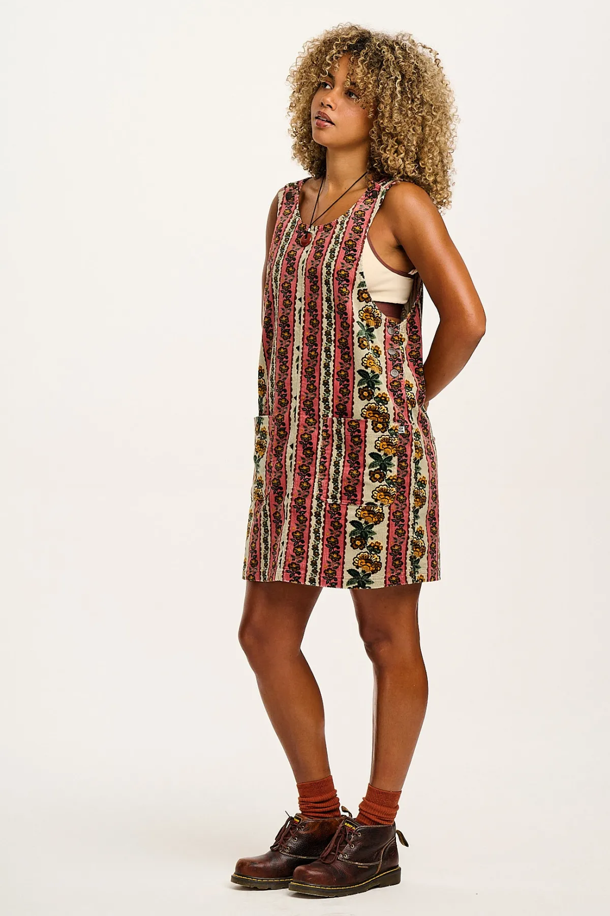 Lucy & Yak Layla - Mini Corduroy Dress in Betsy Floral Print