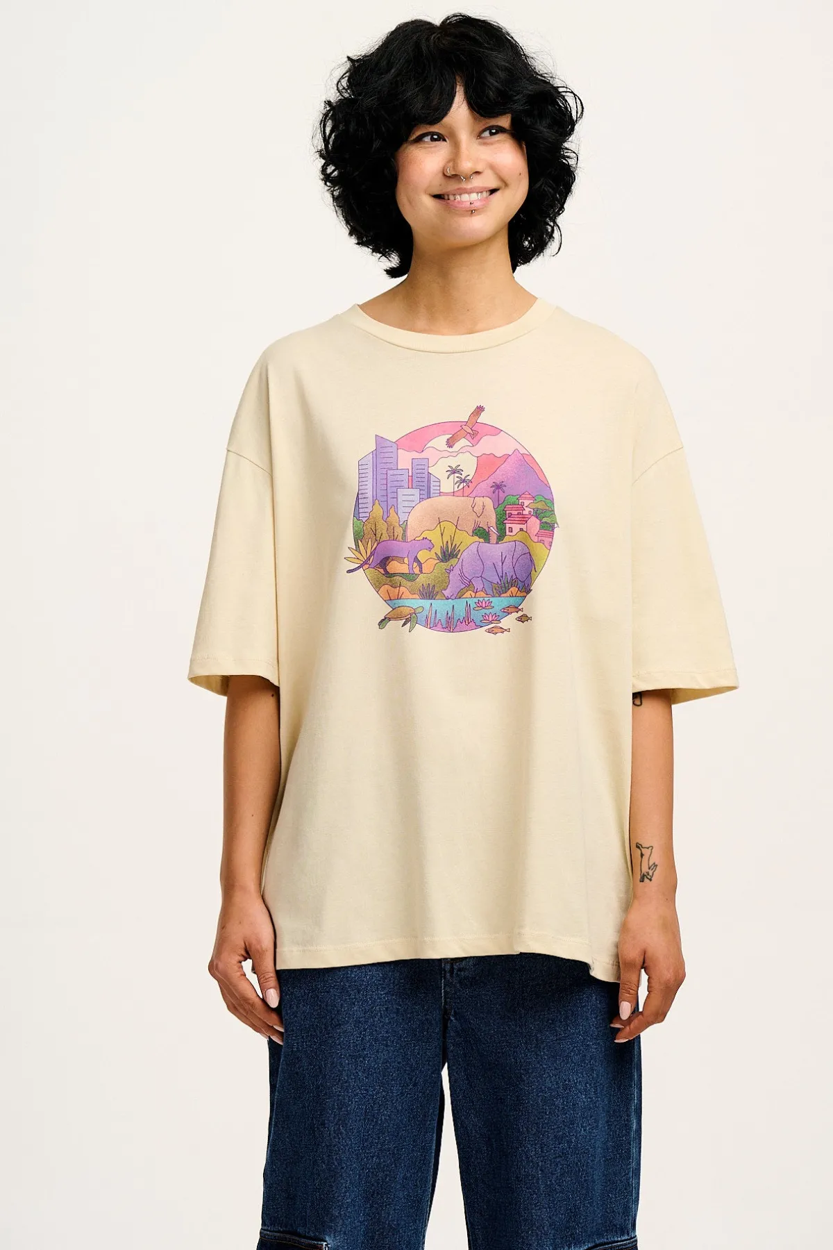 Lucy & Yak L.E. Benny - Oversized Cotton Tee in Artist Print by Rohan Dahotre