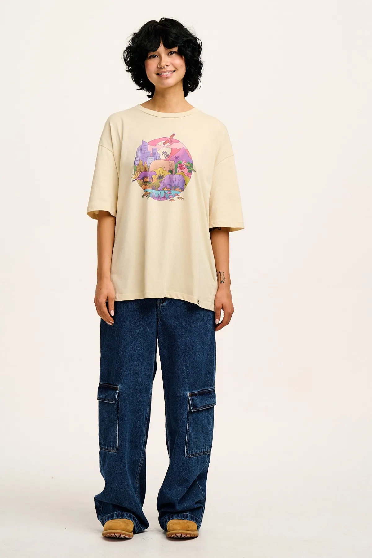 Lucy & Yak L.E. Benny - Oversized Cotton Tee in Artist Print by Rohan Dahotre