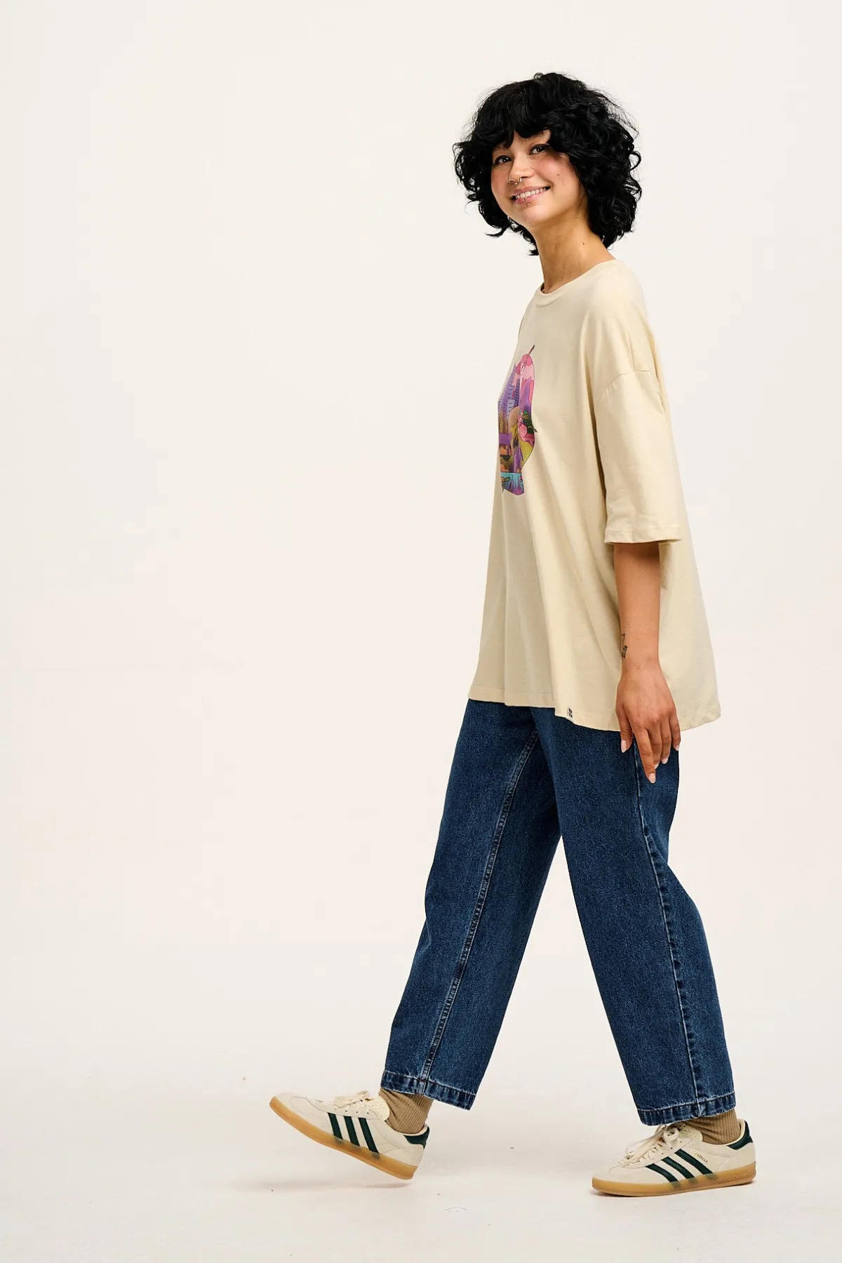 Lucy & Yak L.E. Benny - Oversized Cotton Tee in Artist Print by Rohan Dahotre