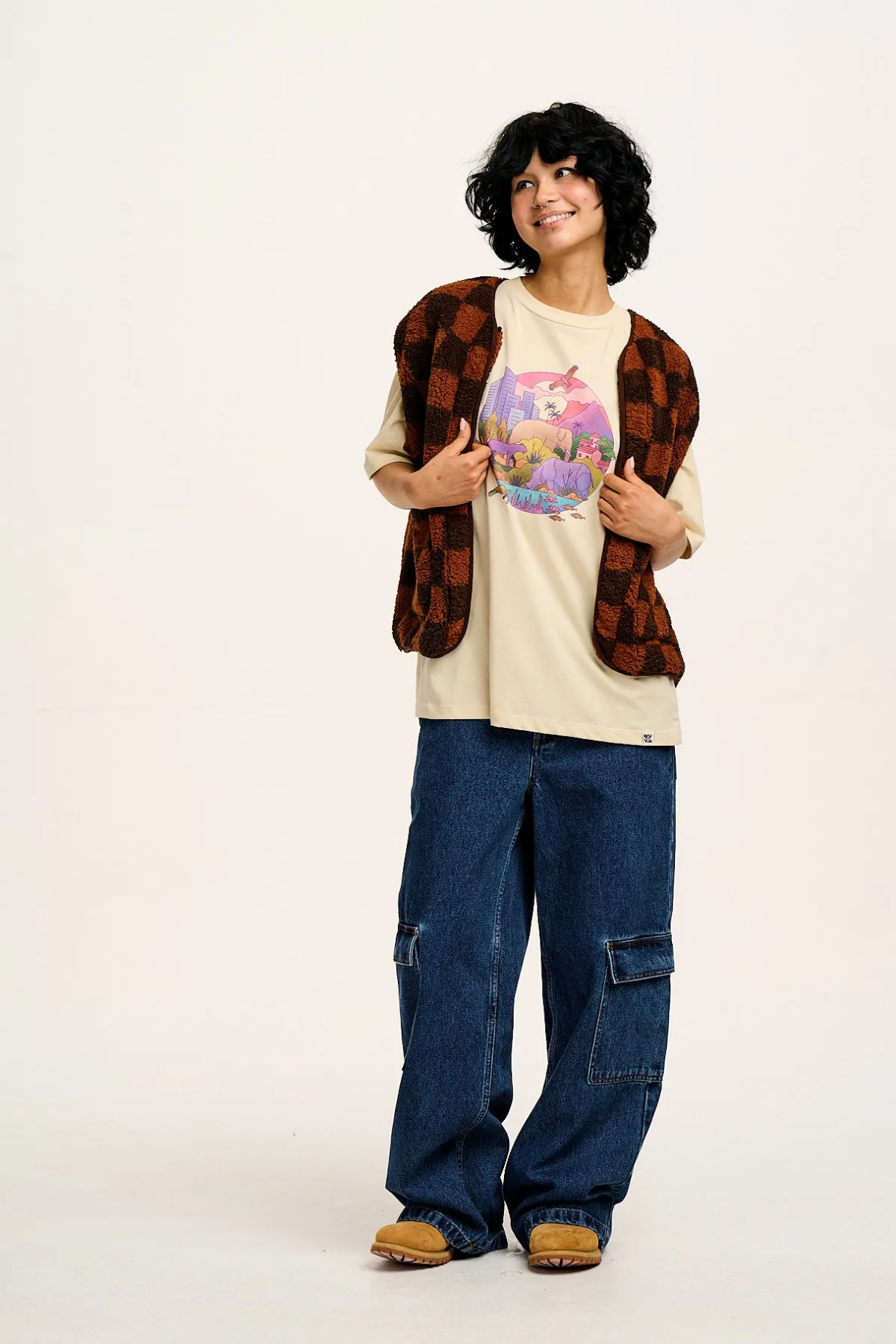 Lucy & Yak L.E. Benny - Oversized Cotton Tee in Artist Print by Rohan Dahotre