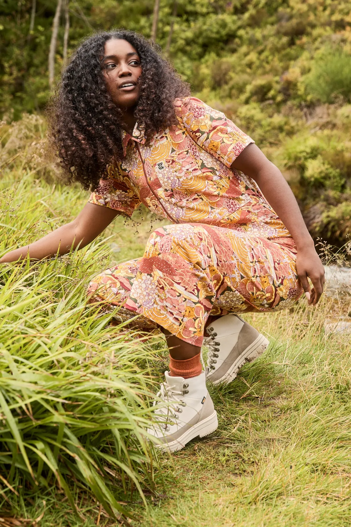 Lucy & Yak L.E. Ragan - Cotton Jumpsuit in Artist Print by Caroline Clark
