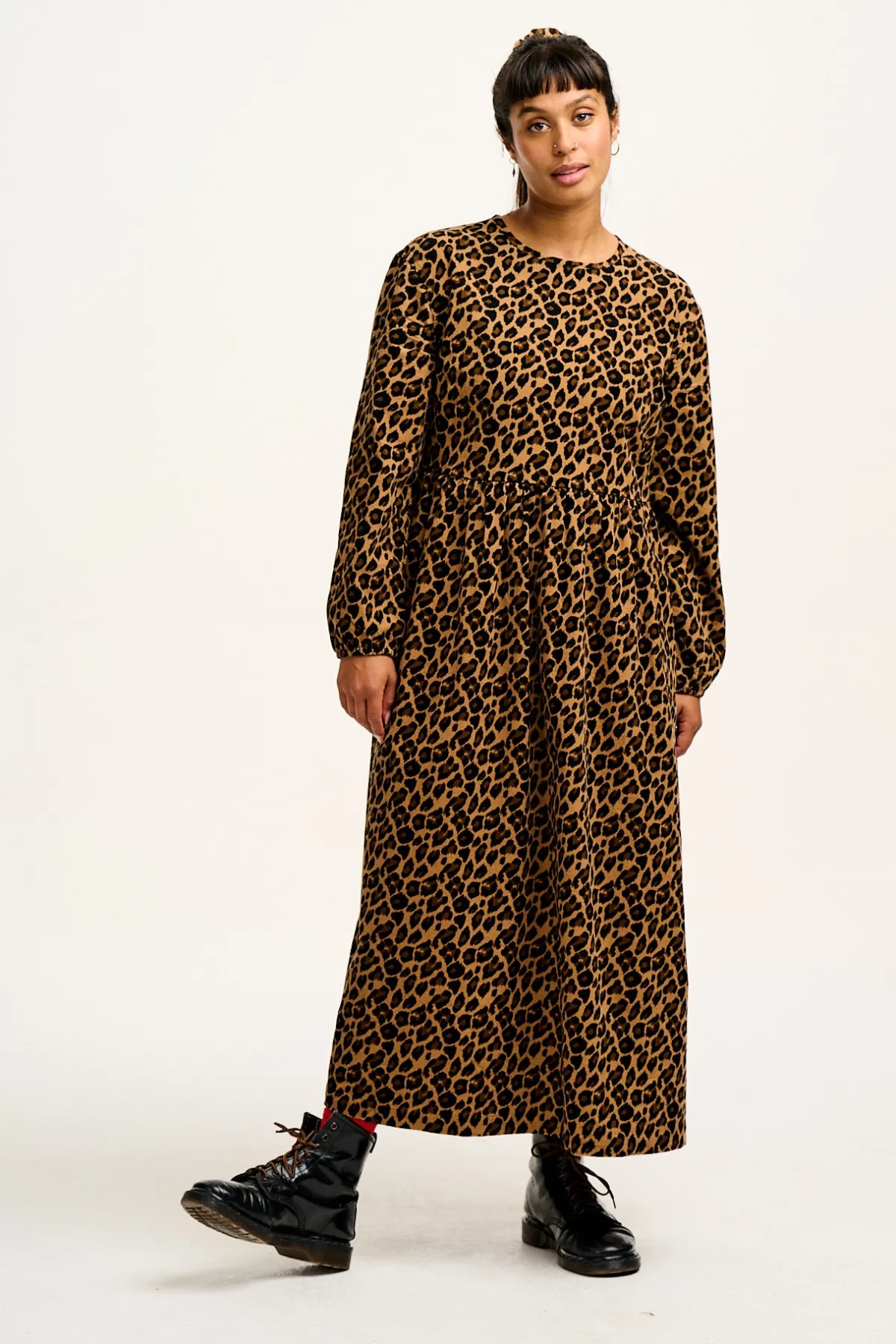 Lucy & Yak Maeve - Midi Dress in Leopard Print