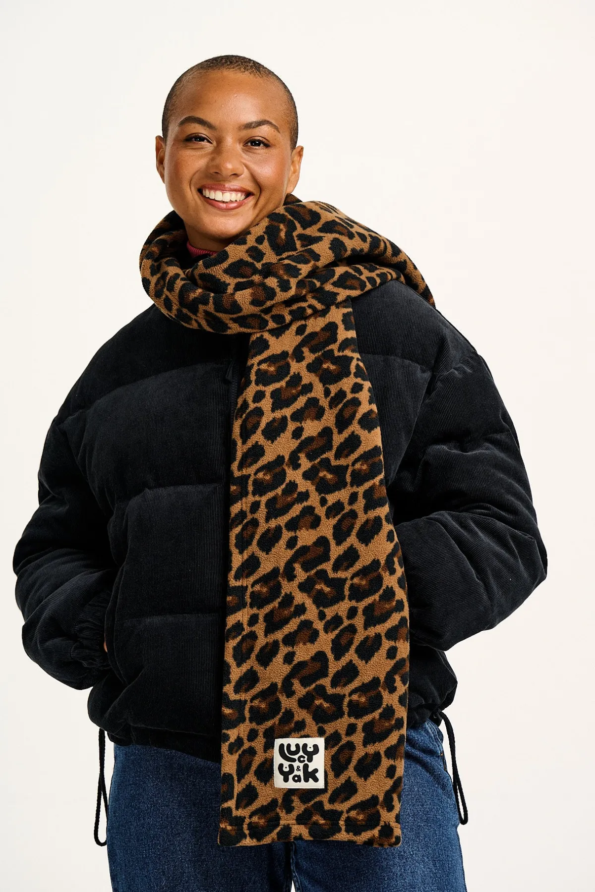 Lucy & Yak Ola - Polar Fleece Scarf in Leopard Print