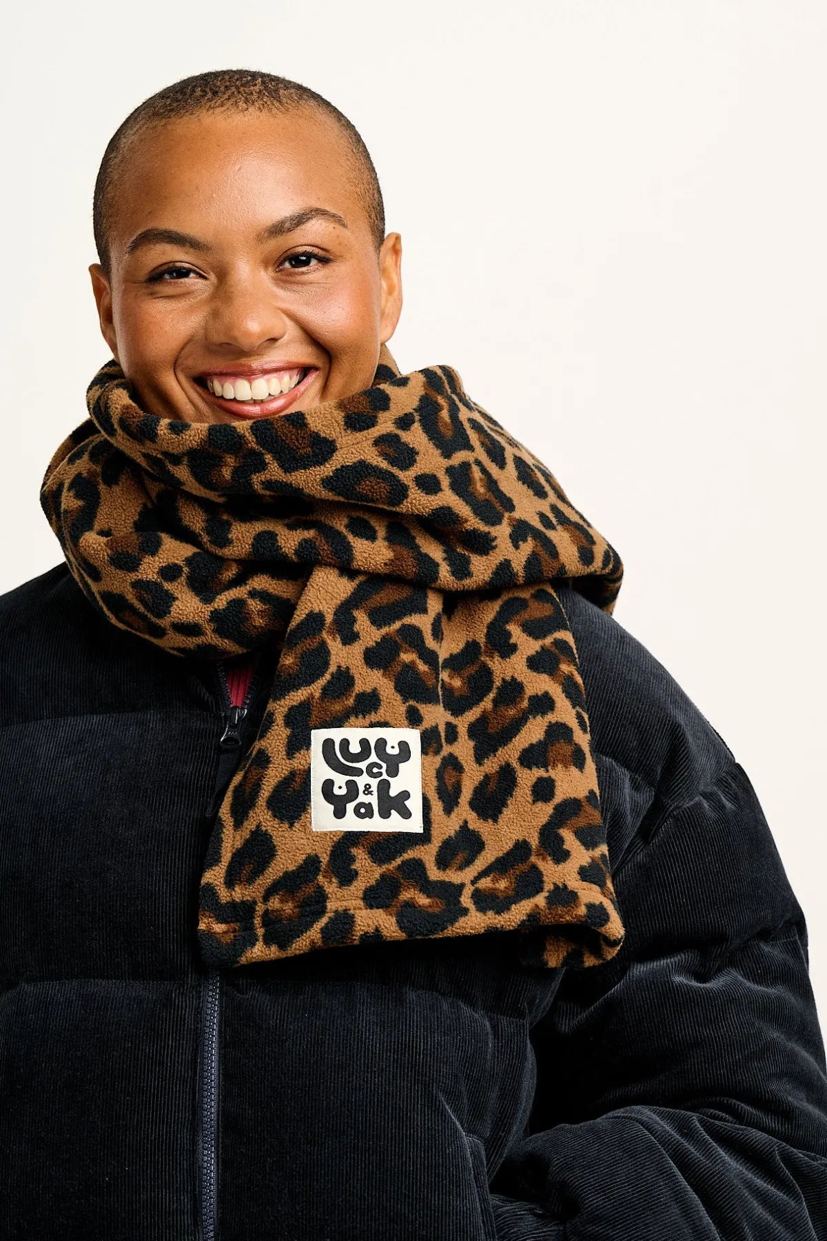 Lucy & Yak Ola - Polar Fleece Scarf in Leopard Print