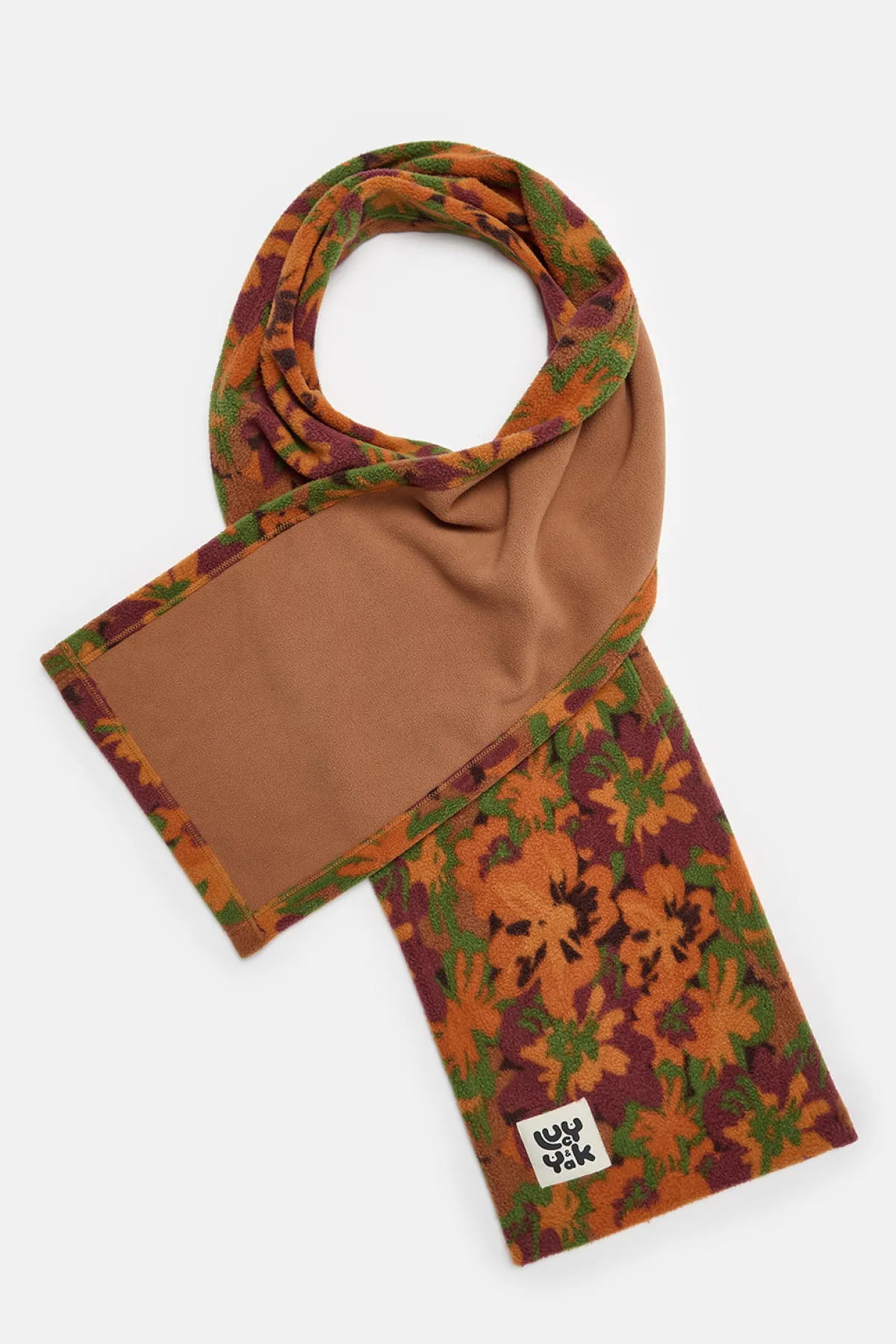 Lucy & Yak Ola - Polar Fleece Scarf in Orange Cass Floral Print