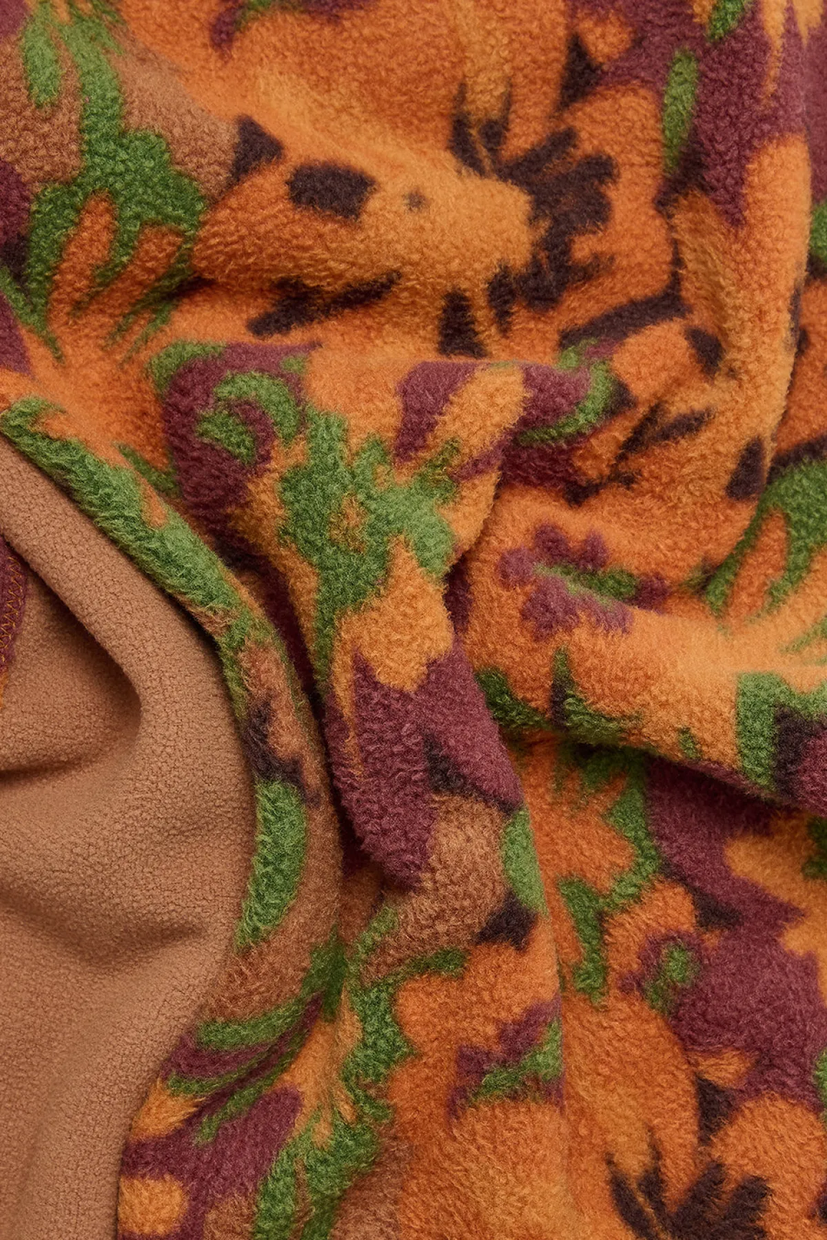 Lucy & Yak Ola - Polar Fleece Scarf in Orange Cass Floral Print
