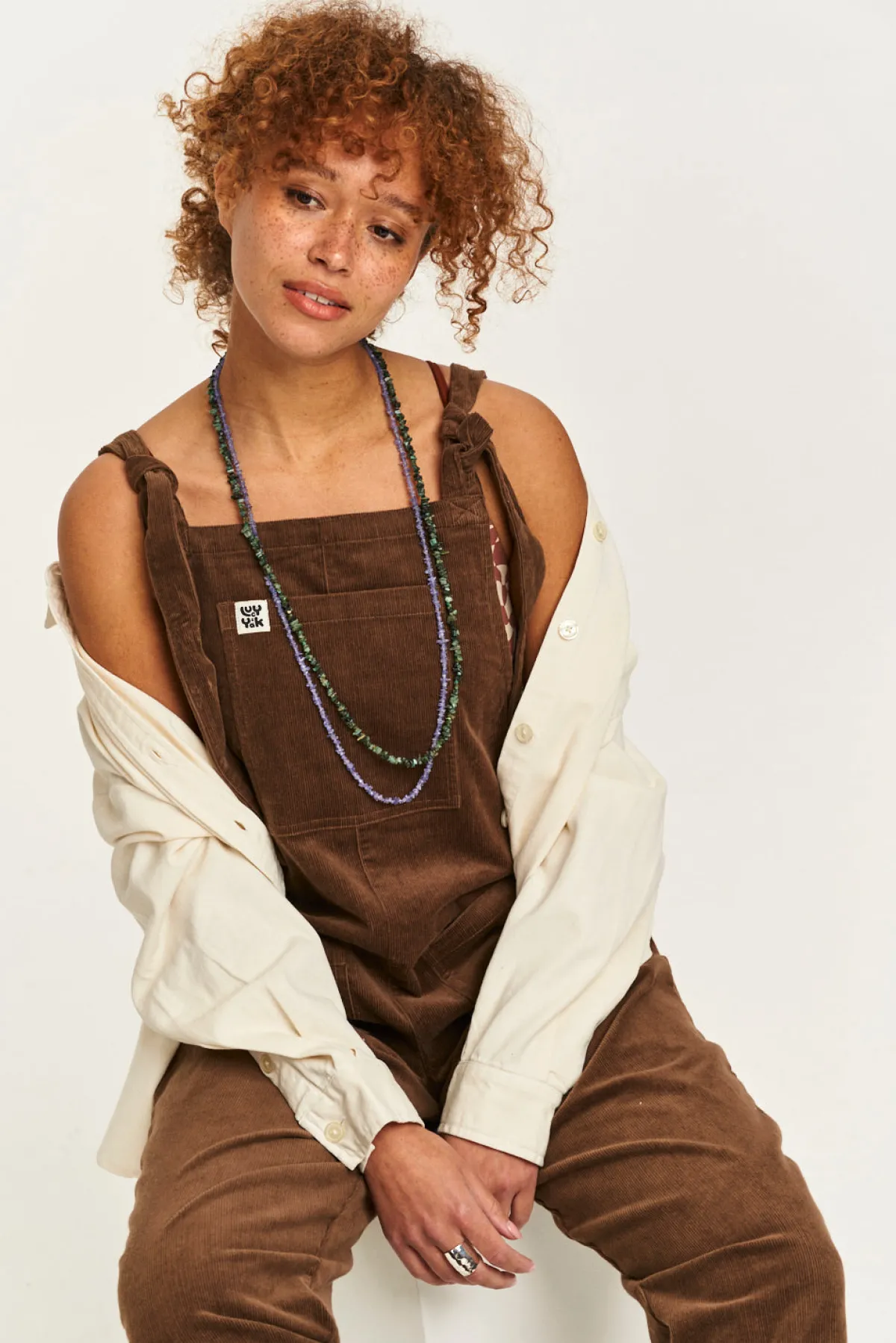 Lucy & Yak Original - Corduroy Dungarees in Cocoa Brown