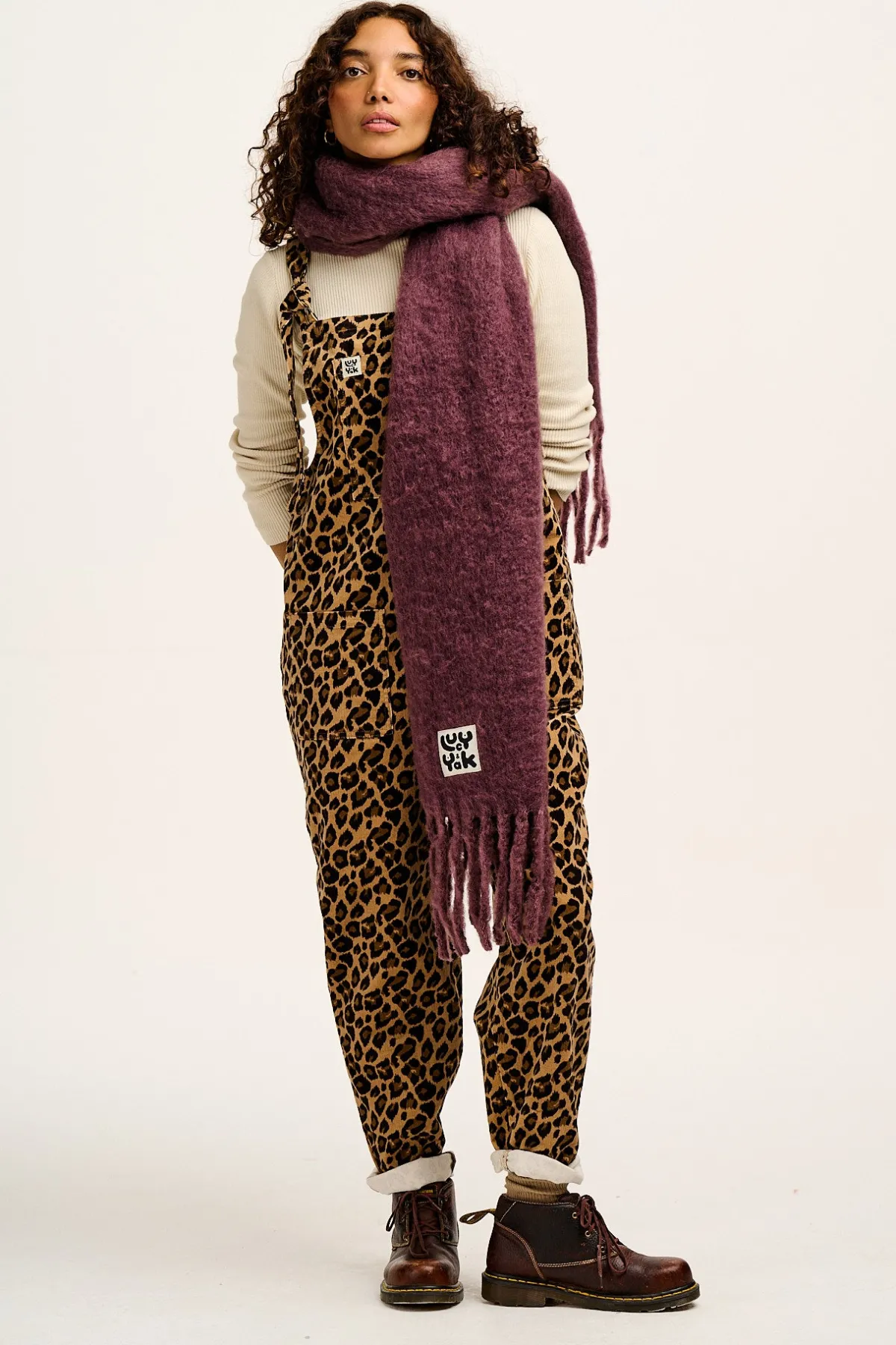 Lucy & Yak Original - Corduroy Dungarees in Leopard Print