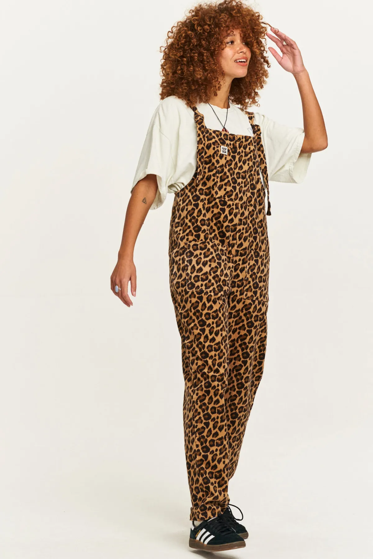 Lucy & Yak Original - Corduroy Dungarees in Leopard Print
