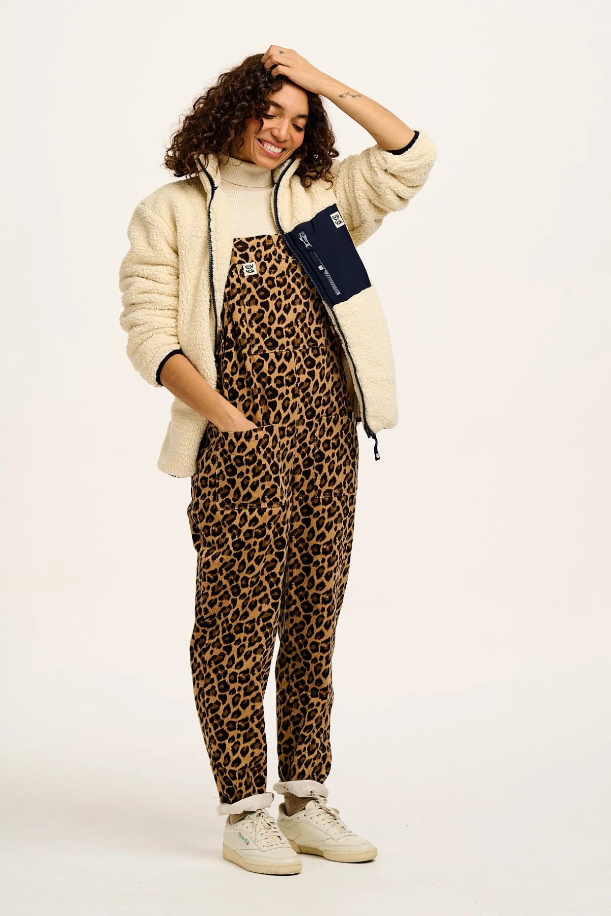 Lucy & Yak Original - Corduroy Dungarees in Leopard Print