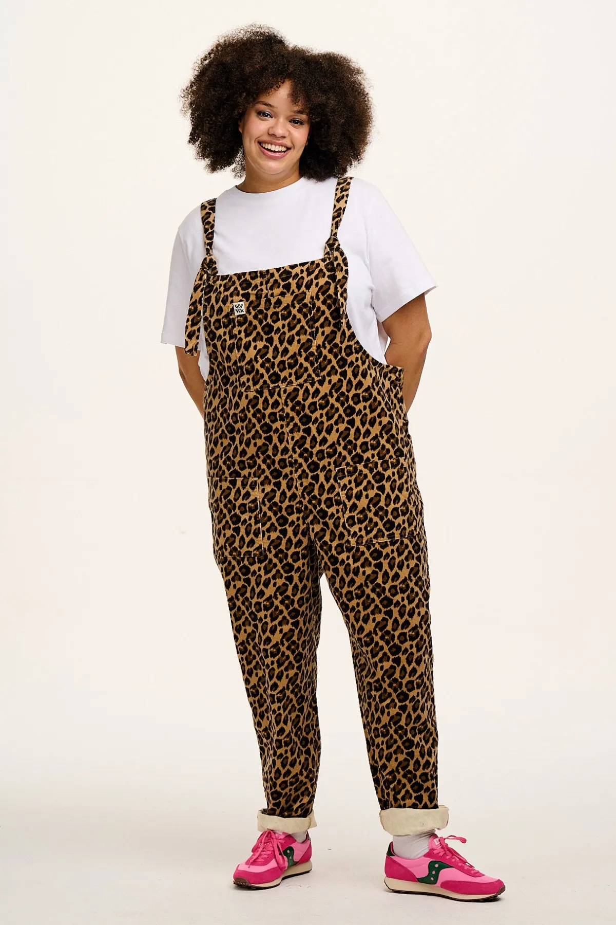 Lucy & Yak Original - Corduroy Dungarees in Leopard Print