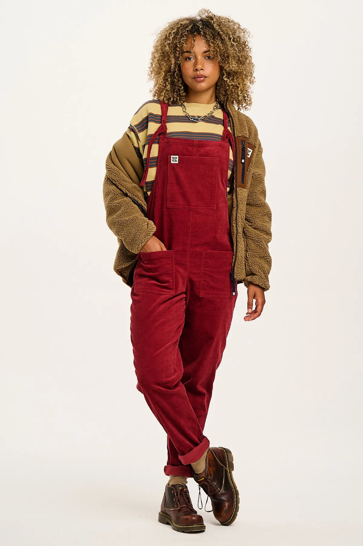 Lucy & Yak Original - Corduroy Dungarees in Maroon