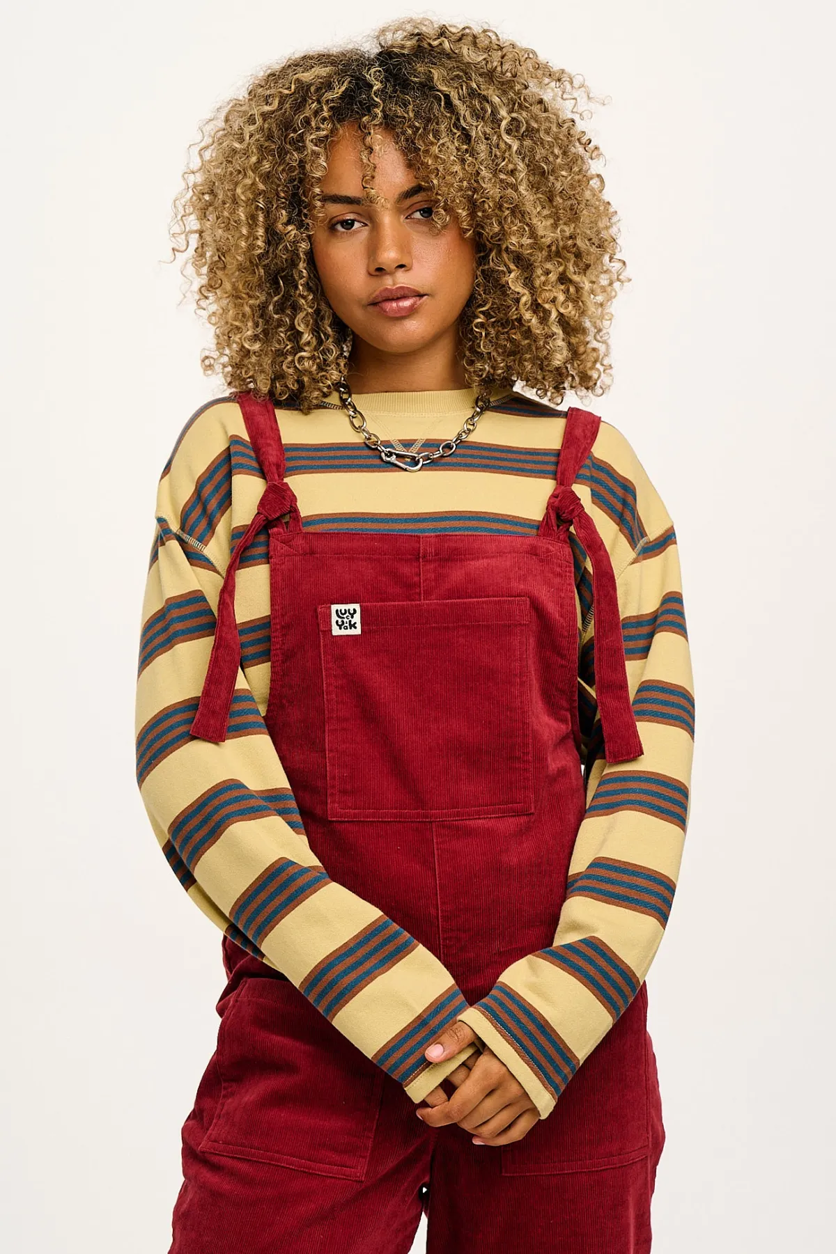 Lucy & Yak Original - Corduroy Dungarees in Maroon