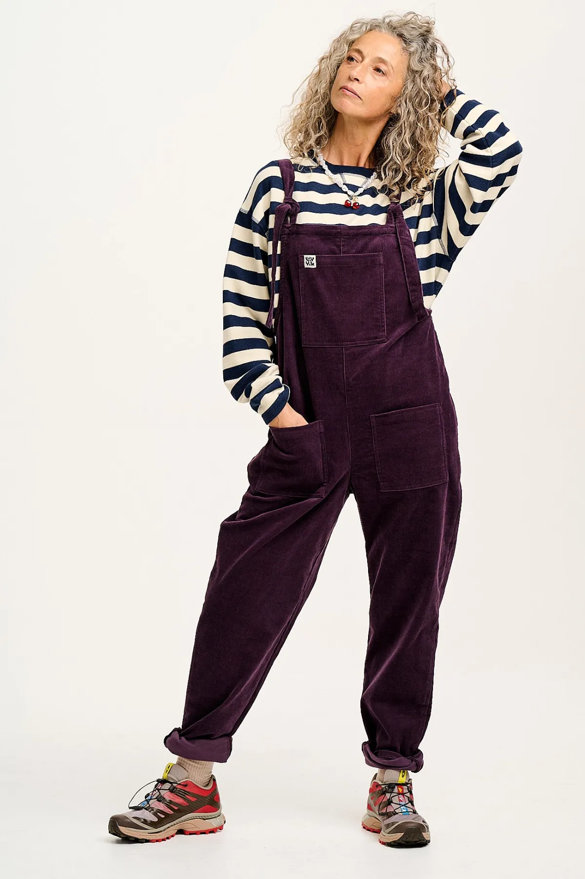 Lucy & Yak Original - Corduroy Dungarees in Plum Perfect