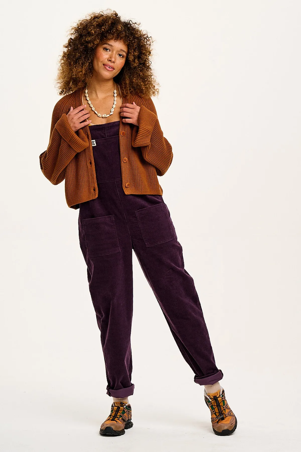 Lucy & Yak Original - Corduroy Dungarees in Plum Perfect
