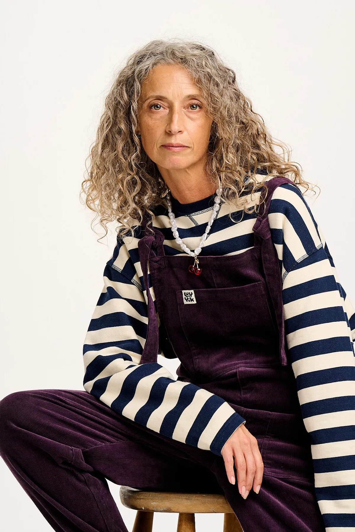 Lucy & Yak Original - Corduroy Dungarees in Plum Perfect