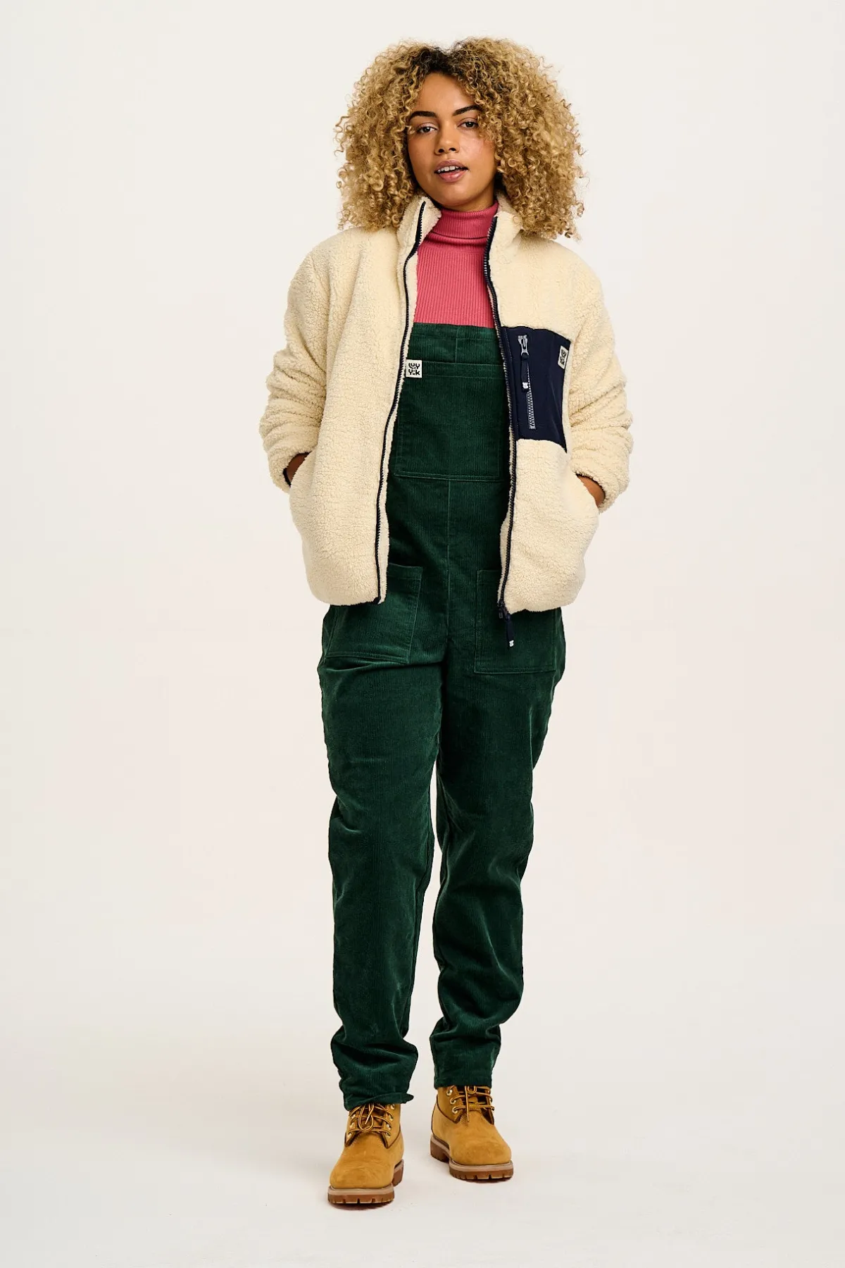 Lucy & Yak Original - Corduroy Dungarees in Posy Green