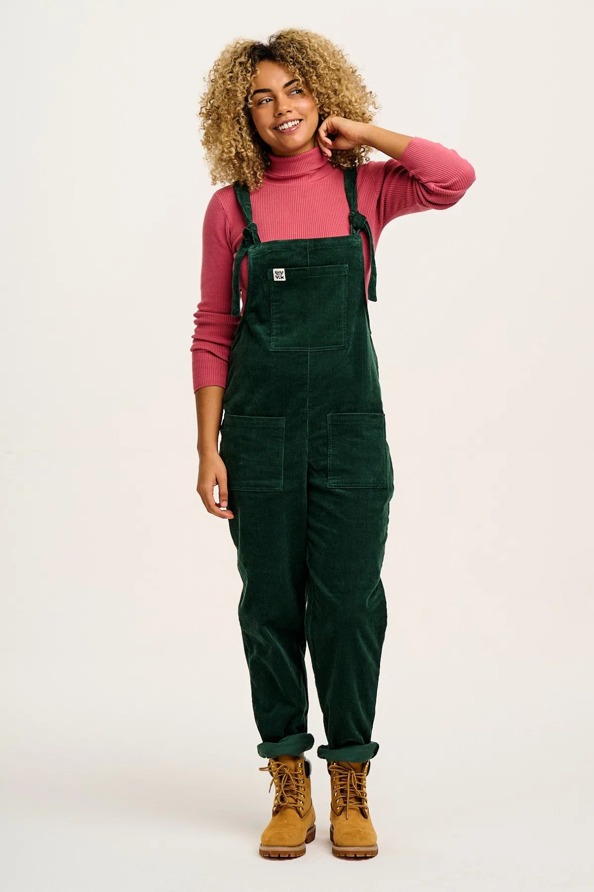 Lucy & Yak Original - Corduroy Dungarees in Posy Green