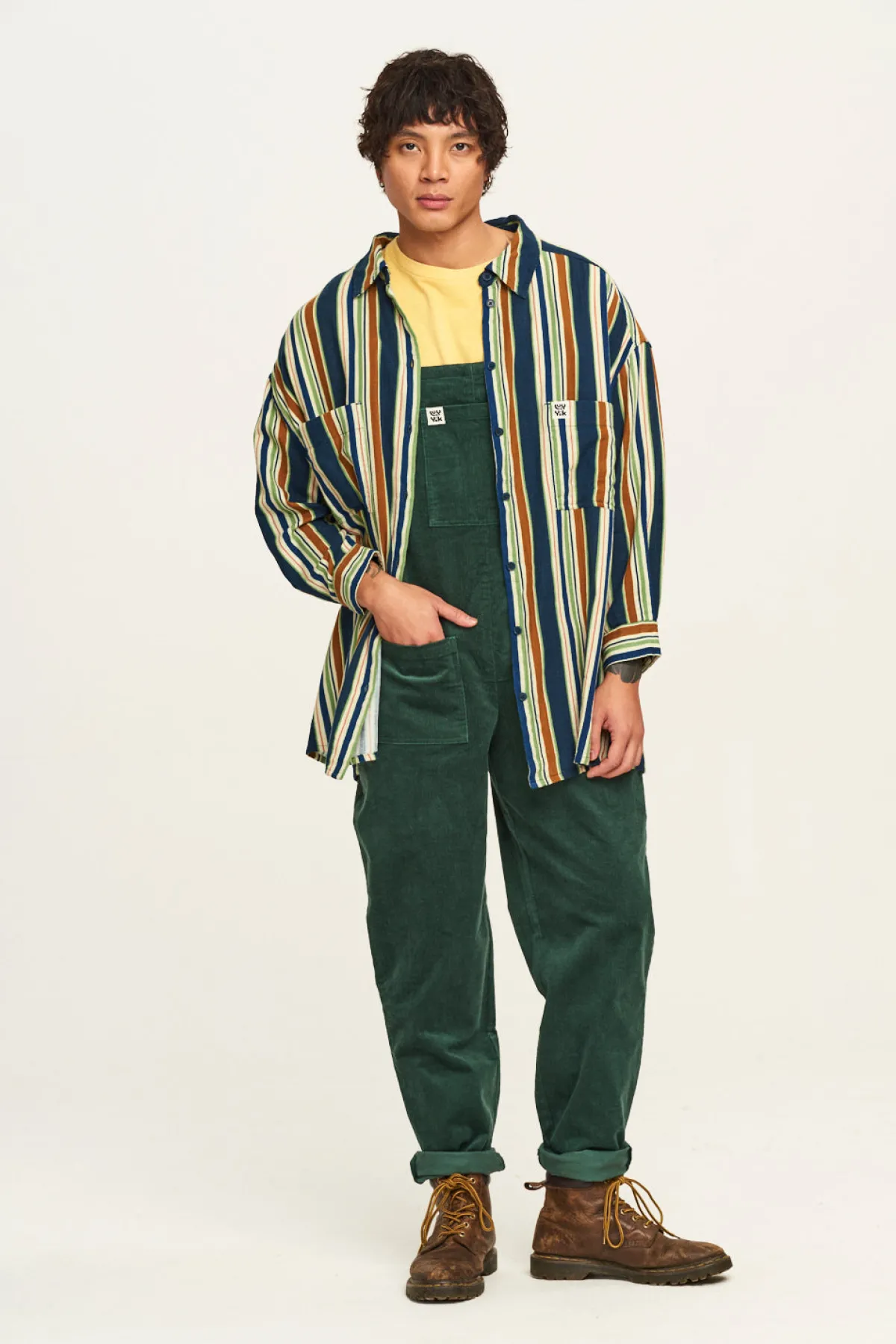 Lucy & Yak Original - Corduroy Dungarees in Posy Green