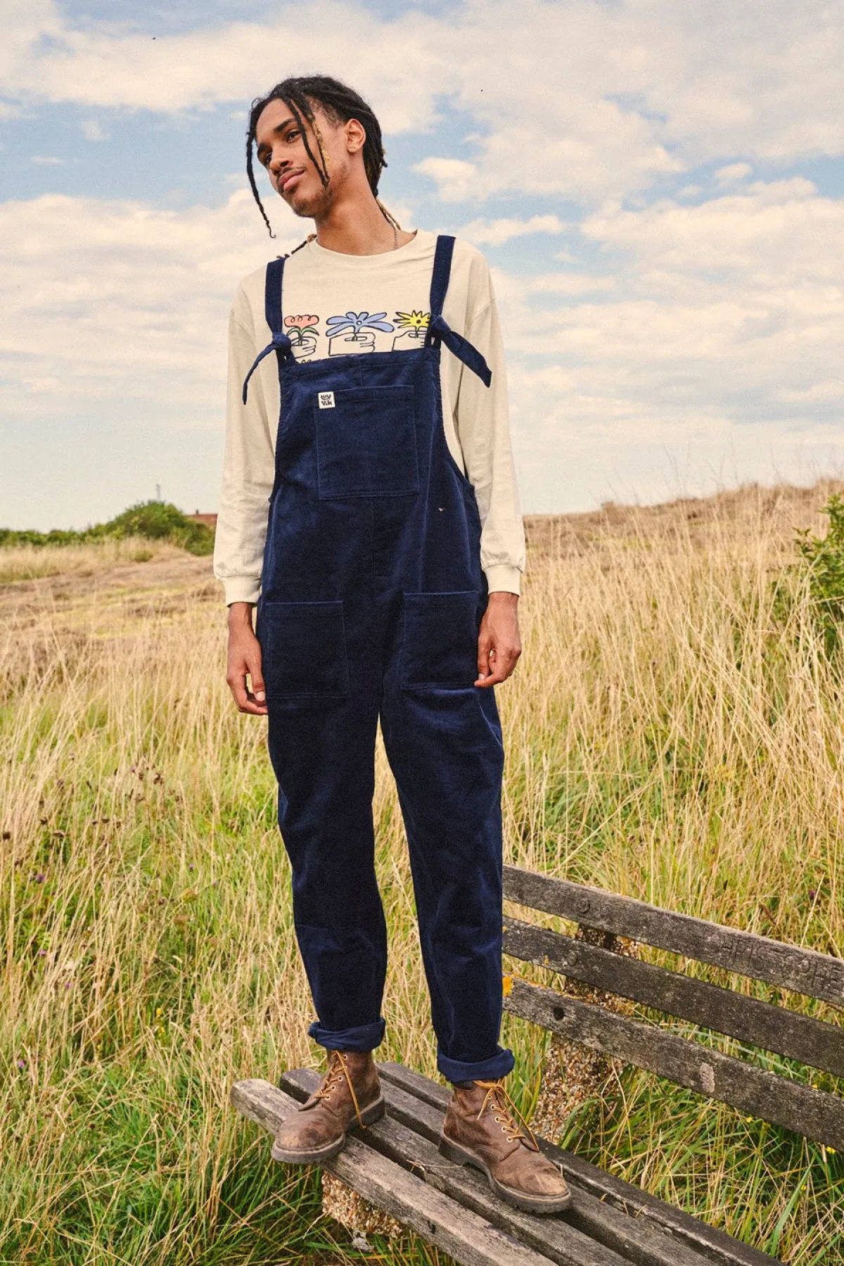 Lucy & Yak Original - Corduroy Dungarees in Sailor Blue