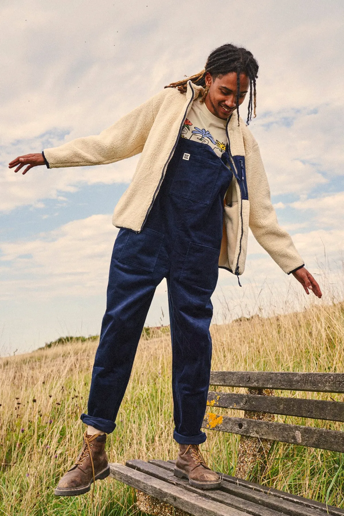 Lucy & Yak Original - Corduroy Dungarees in Sailor Blue