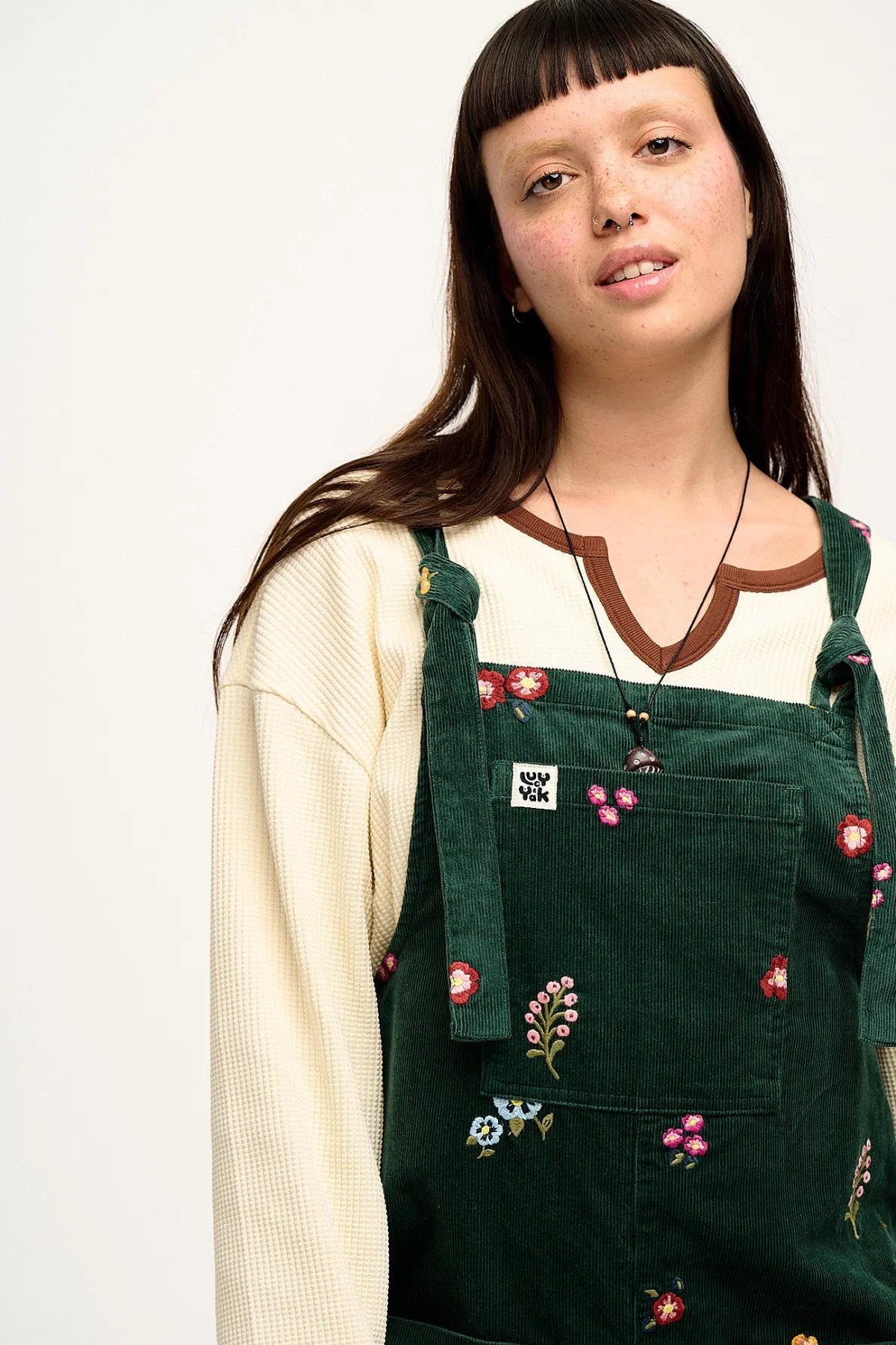 Lucy & Yak Original - Corduroy Dungarees with Bella Embroidery