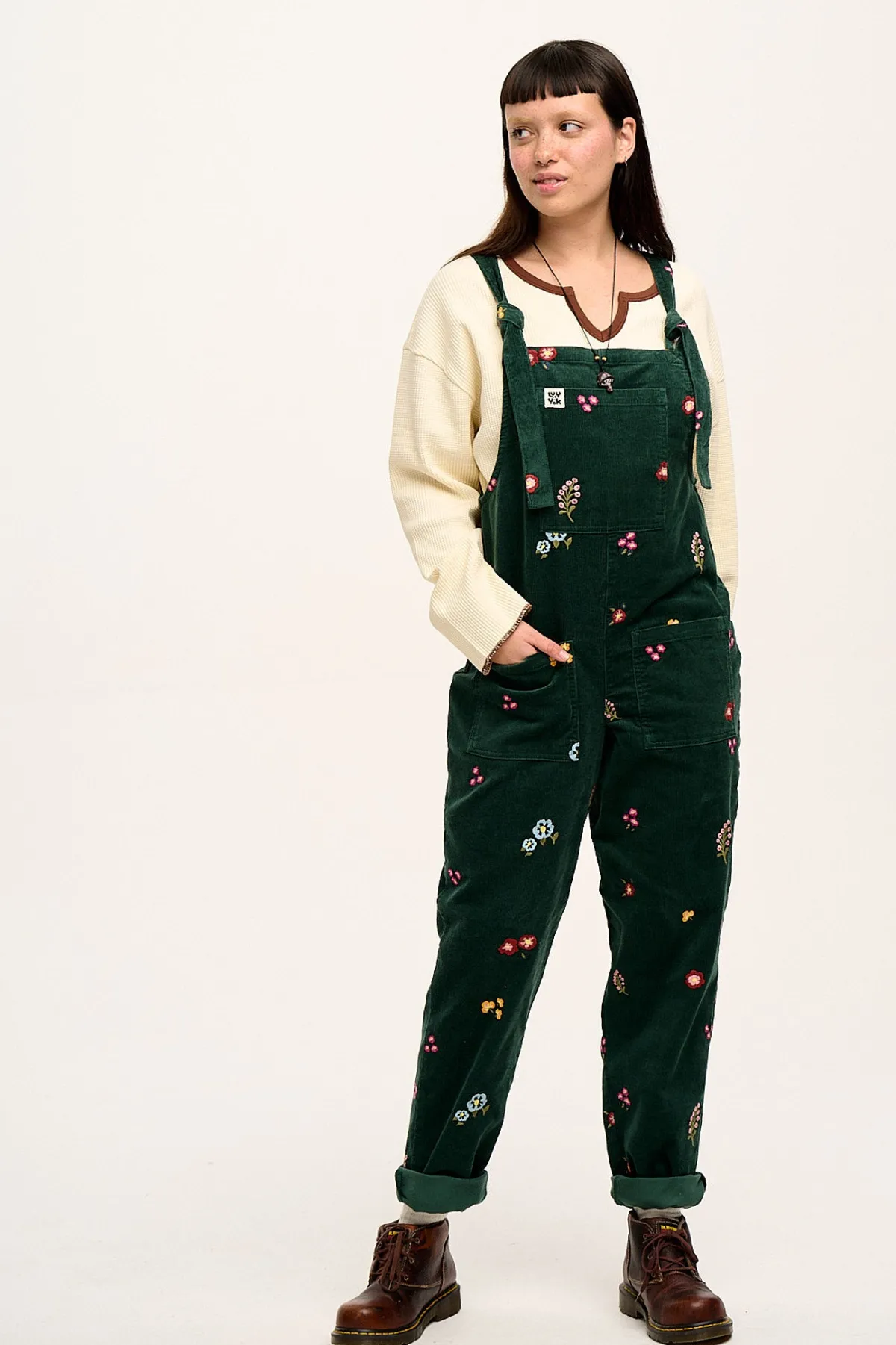 Lucy & Yak Original - Corduroy Dungarees with Bella Embroidery