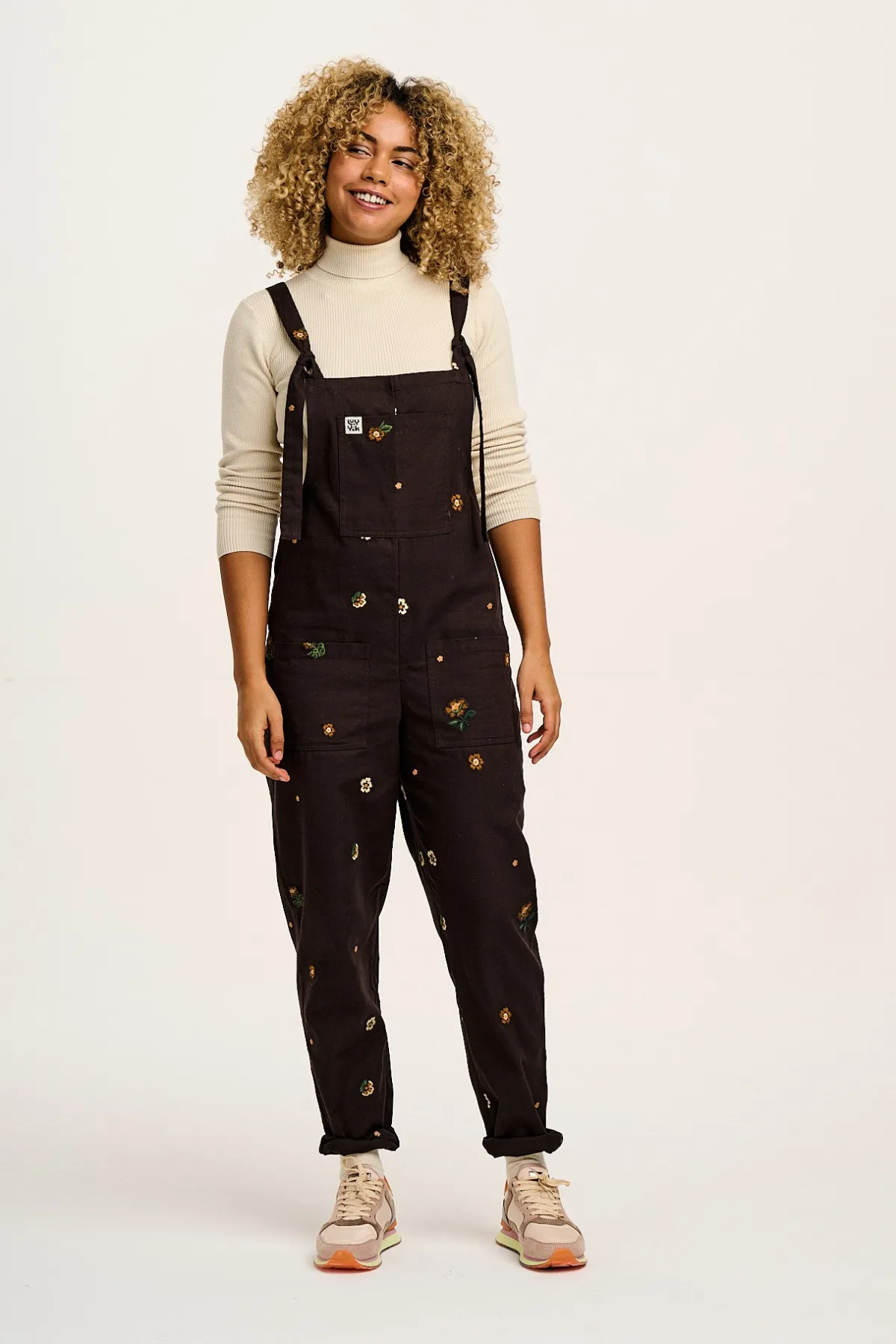 Lucy & Yak Original - Cotton Dungarees in Brown with Clara Embroidery