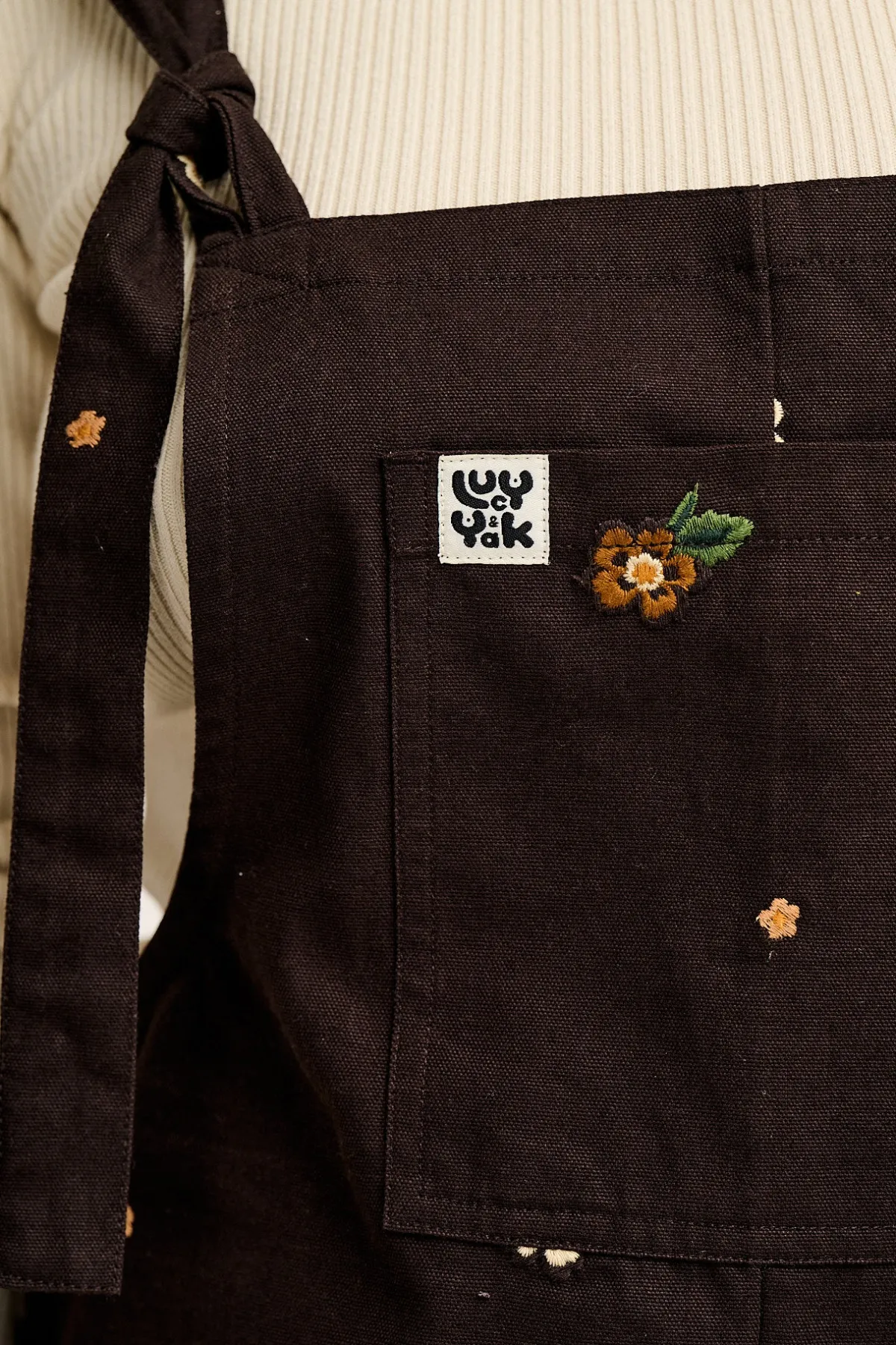 Lucy & Yak Original - Cotton Dungarees in Brown with Clara Embroidery