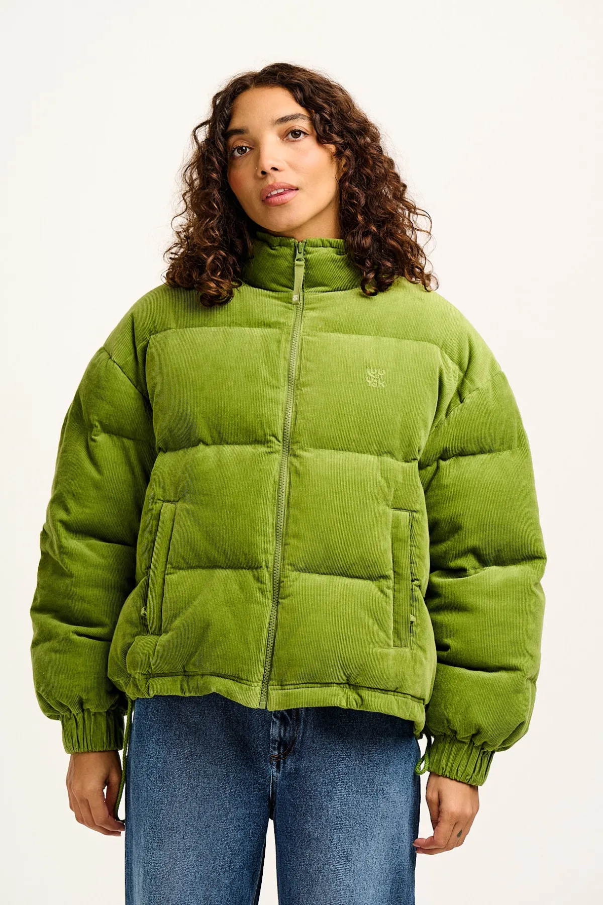 Lucy & Yak Paloma - Corduroy Puffer Jacket in Leaf Green