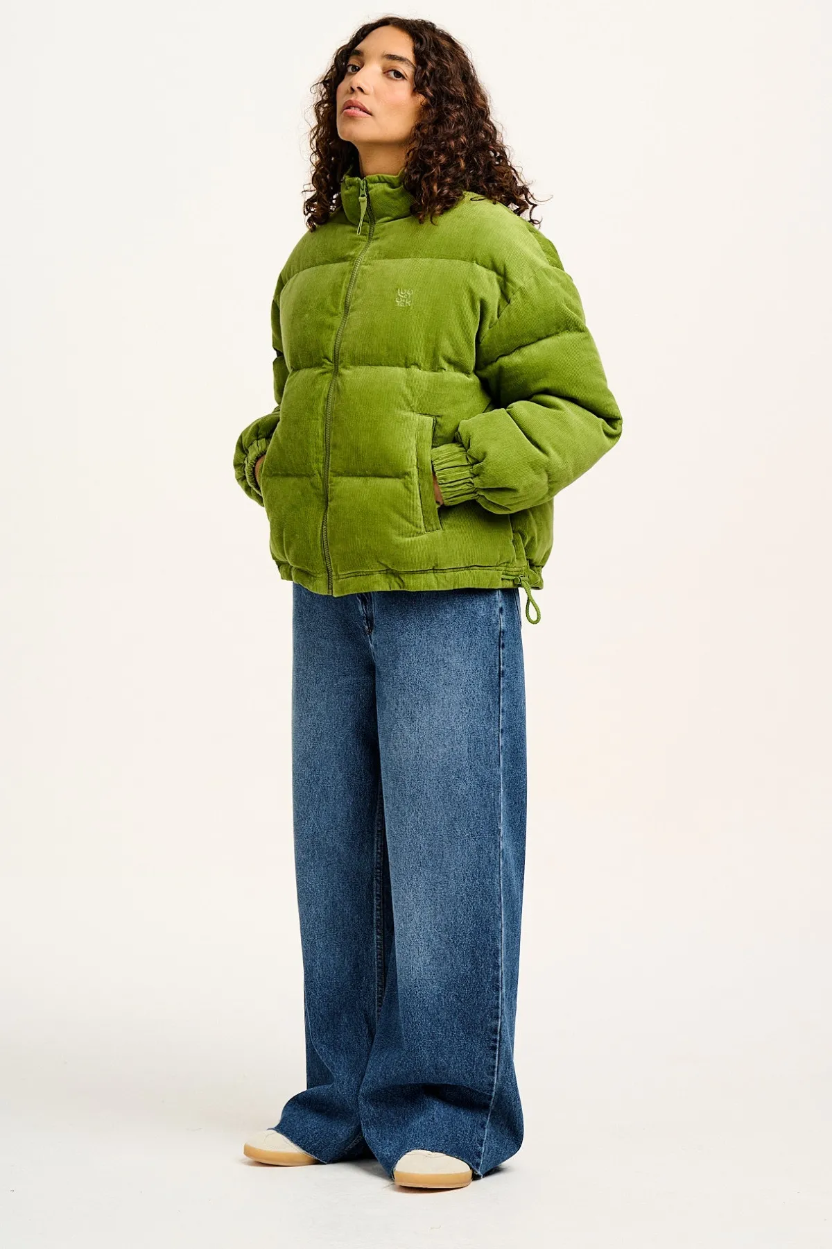 Lucy & Yak Paloma - Corduroy Puffer Jacket in Leaf Green