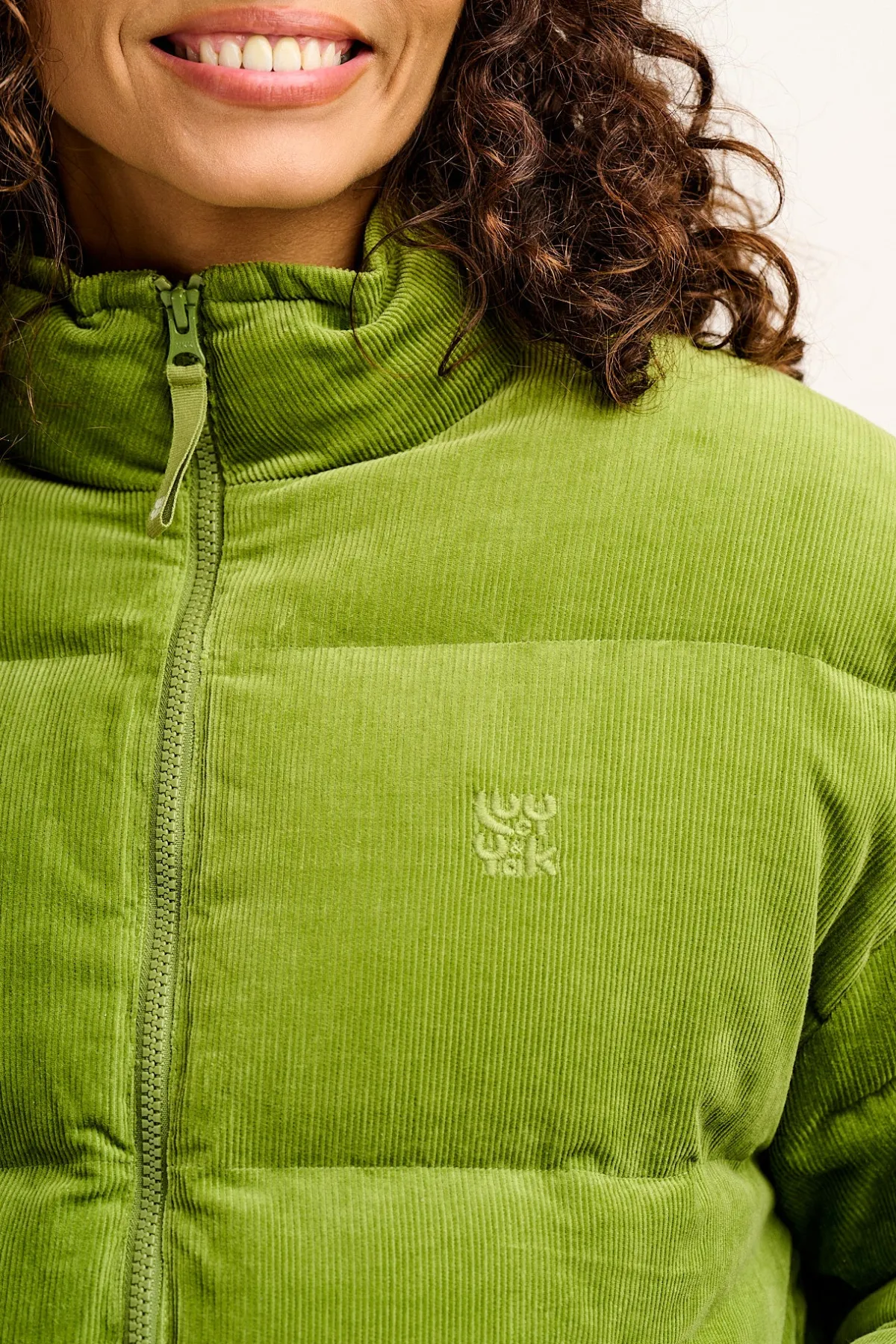 Lucy & Yak Paloma - Corduroy Puffer Jacket in Leaf Green