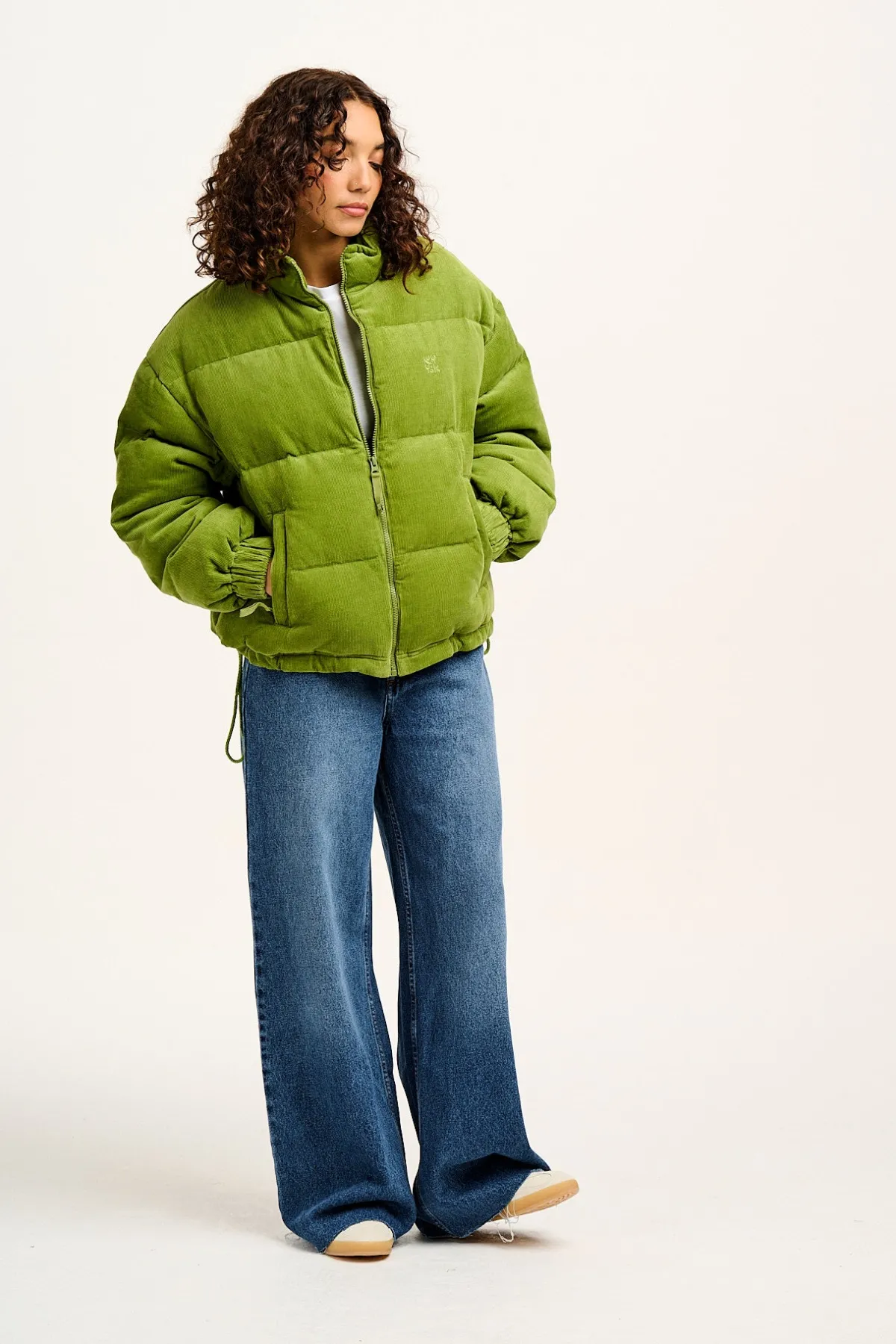 Lucy & Yak Paloma - Corduroy Puffer Jacket in Leaf Green