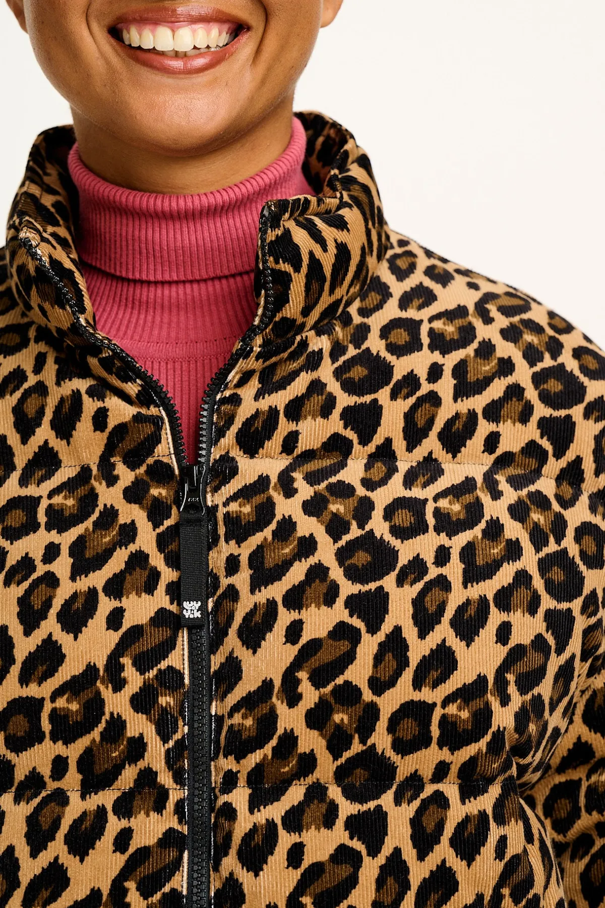 Lucy & Yak Paloma - Corduroy Puffer Jacket in Leopard Print