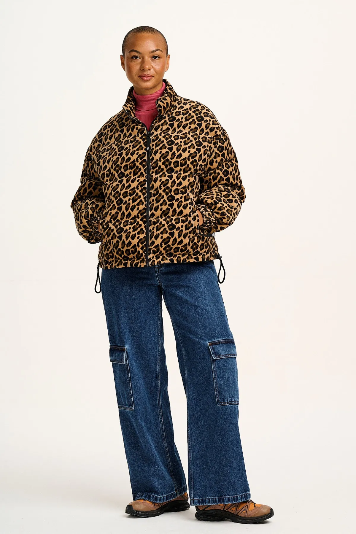 Lucy & Yak Paloma - Corduroy Puffer Jacket in Leopard Print