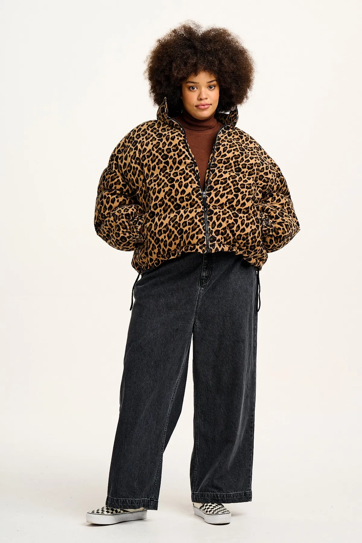 Lucy & Yak Paloma - Corduroy Puffer Jacket in Leopard Print
