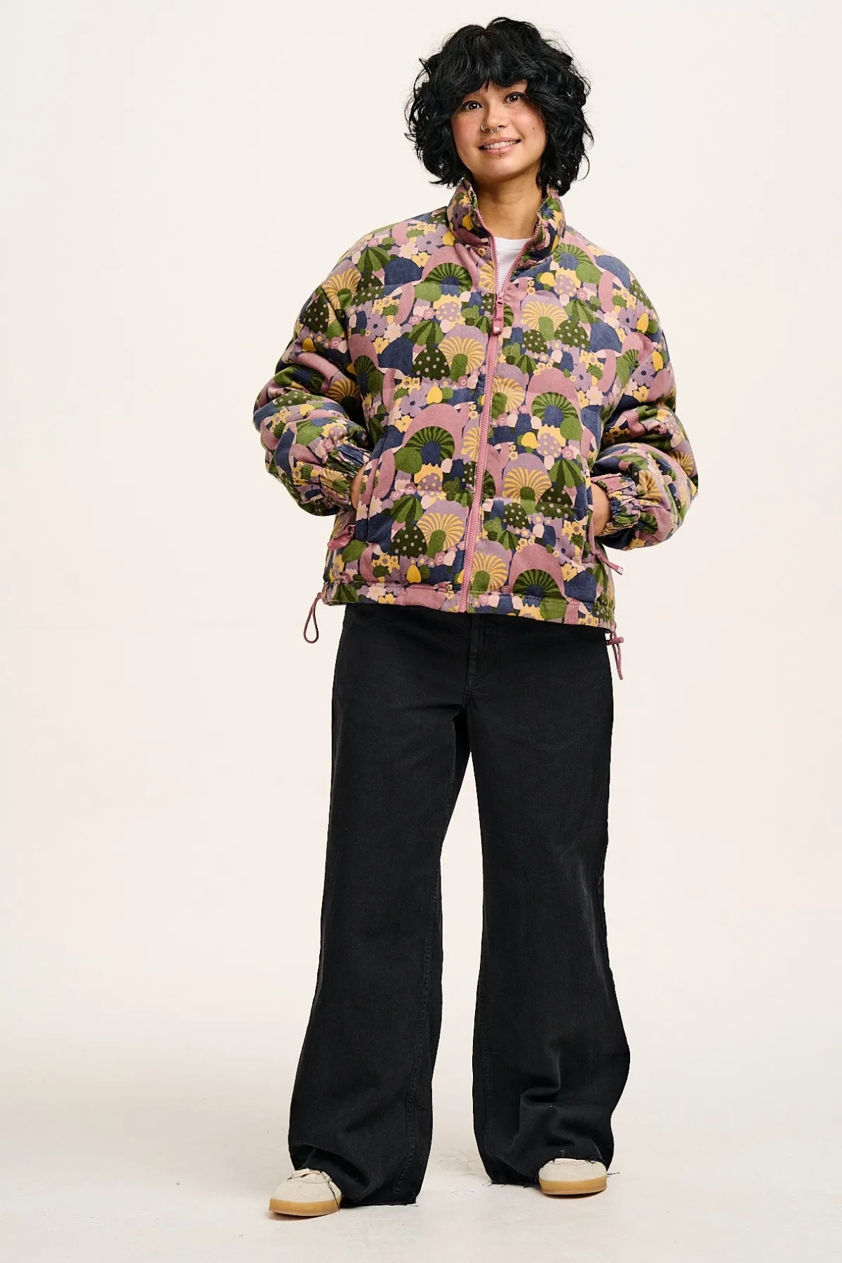 Lucy & Yak Paloma - Corduroy Puffer Jacket in Portobella Mushroom Print