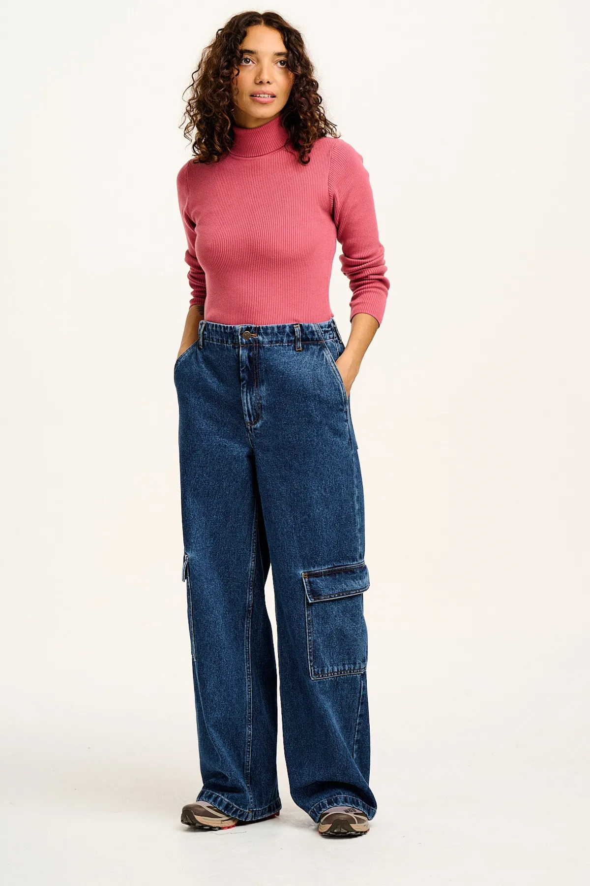 Lucy & Yak Phoenix - Cargo Trousers in Blue Denim