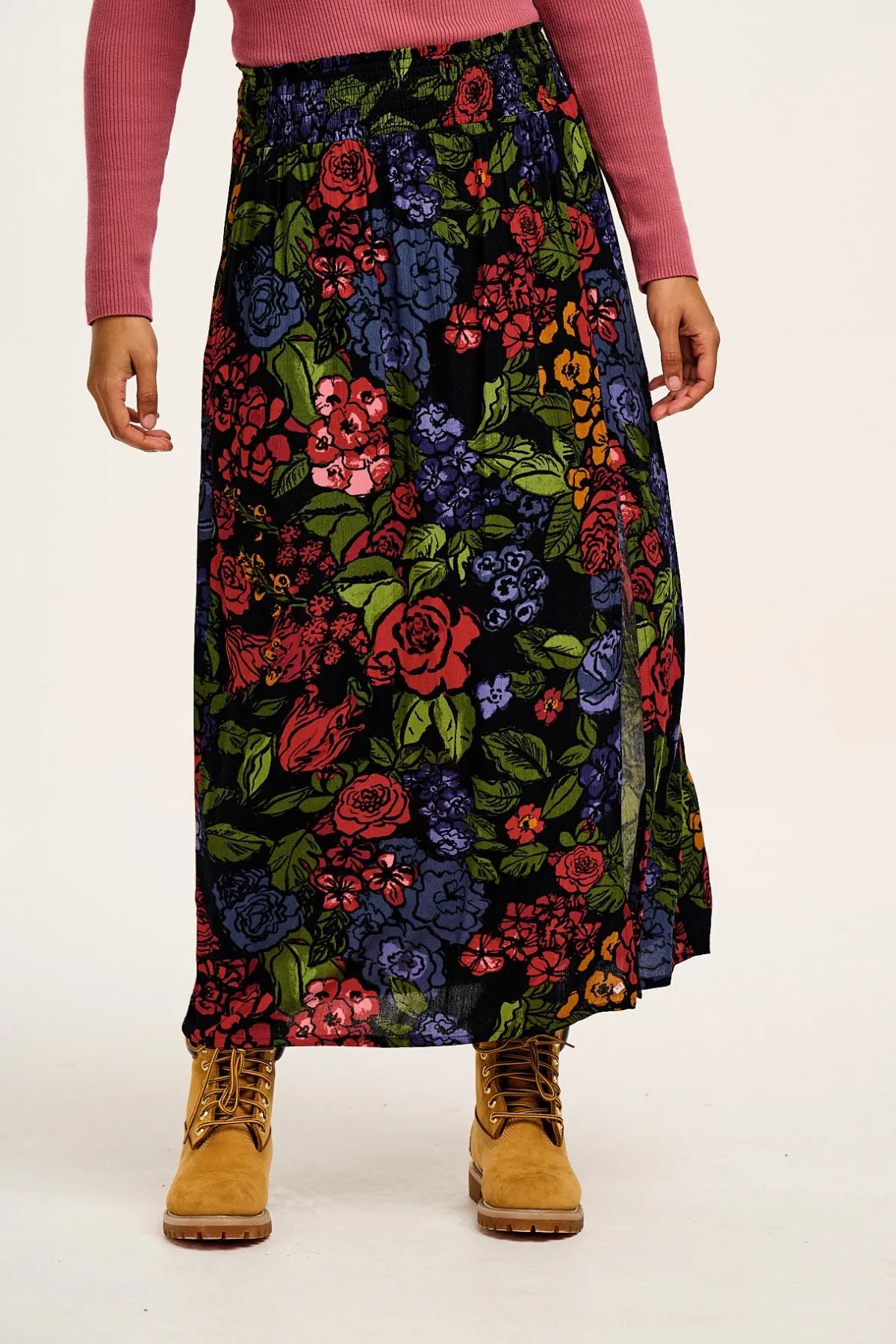 Lucy & Yak Poppy - Elasticated Waist Skirt in Maria Print