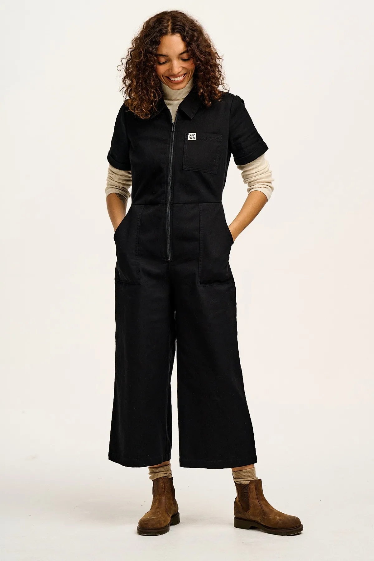 Lucy & Yak Ragan - Cotton Jumpsuit in Black