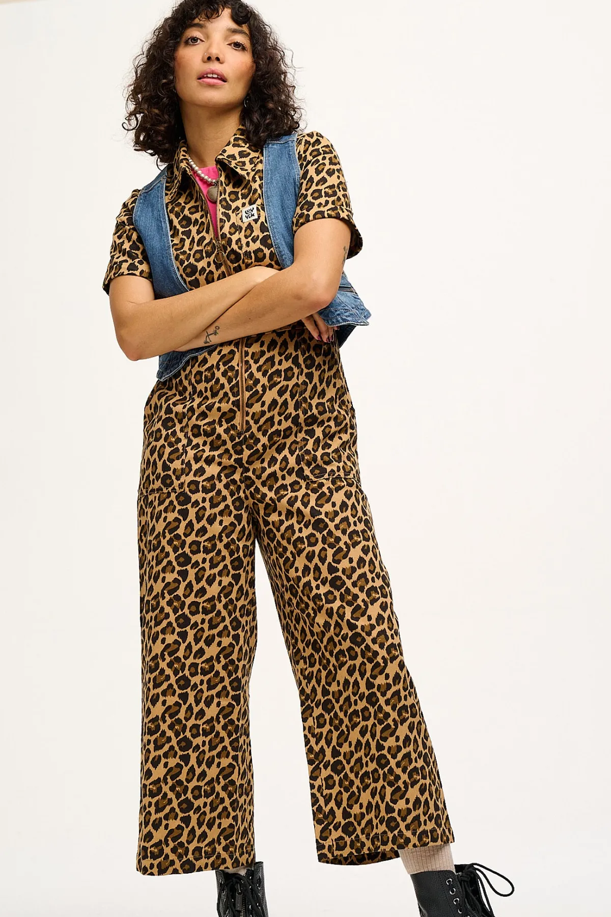 Lucy & Yak Ragan - Cotton Jumpsuit in Leopard Print