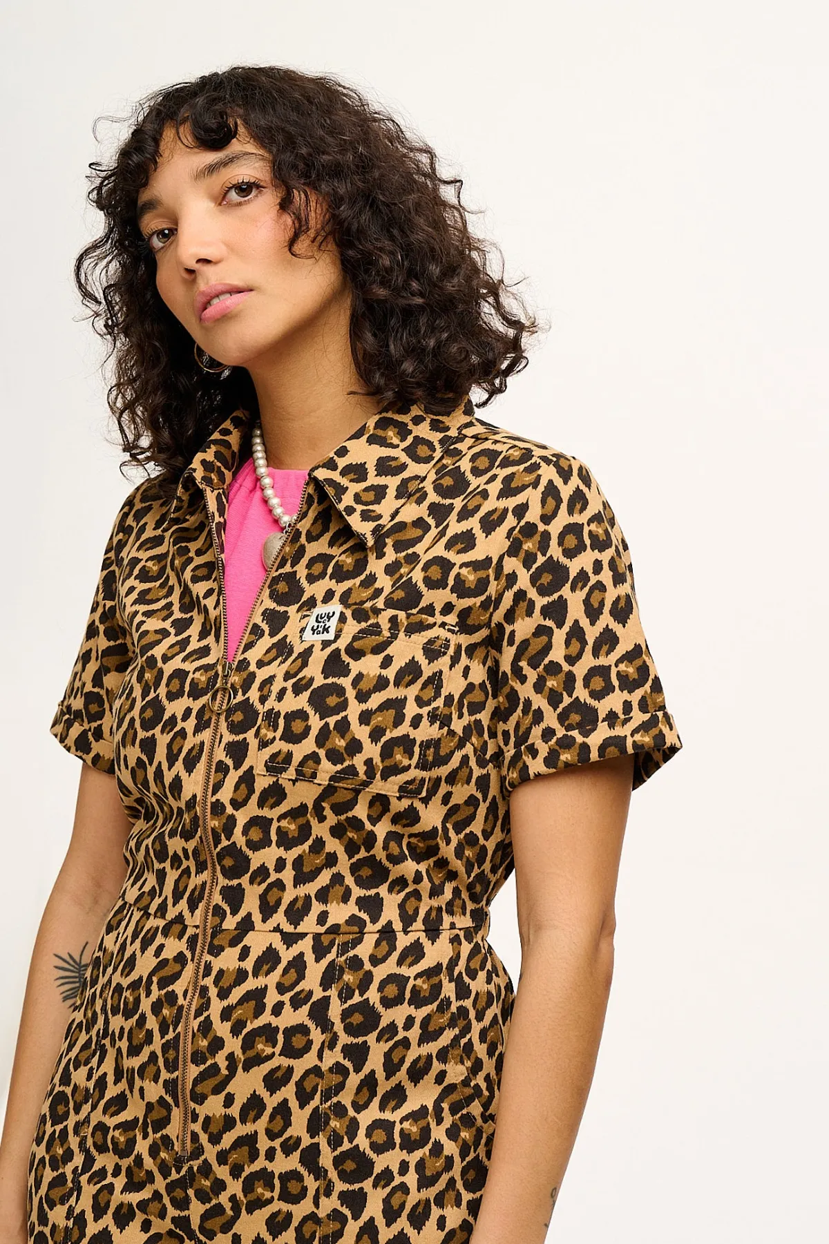 Lucy & Yak Ragan - Cotton Jumpsuit in Leopard Print