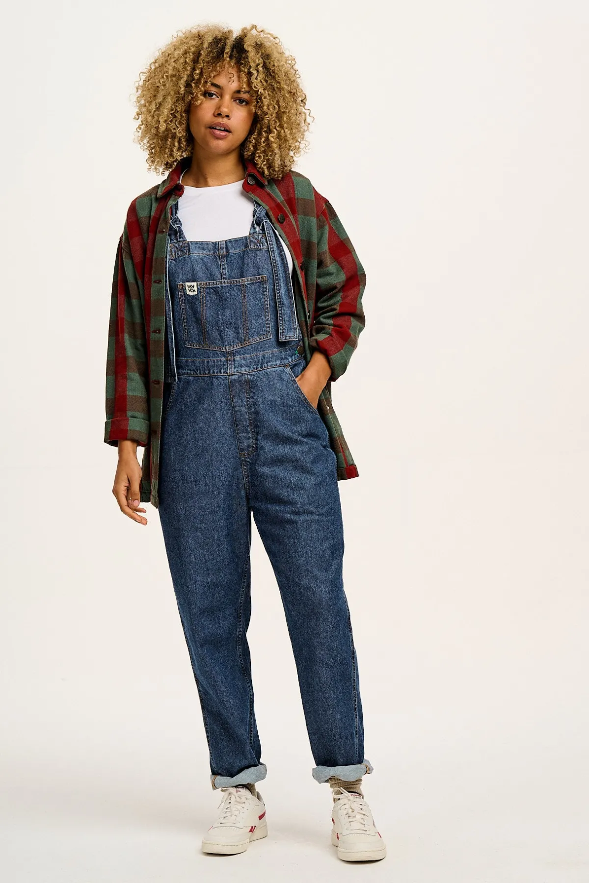 Lucy & Yak Reuben - Denim Dungarees in Mid Wash Blue