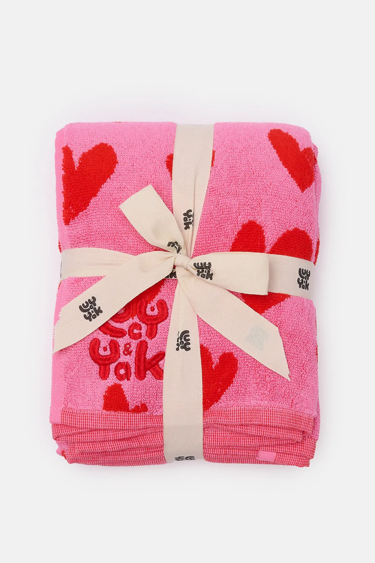 Lucy & Yak Romola - Extra Large Towel in Pink Heart Cupid Print