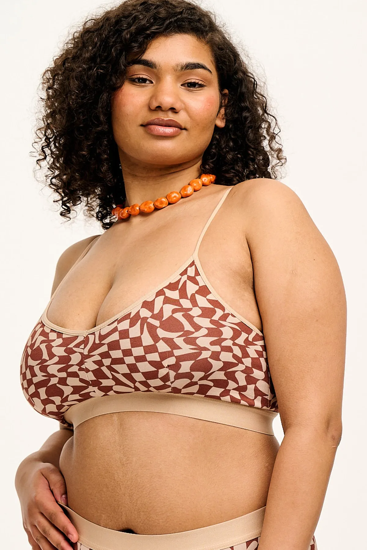 Lucy & Yak Ruby - Crop Top Cotton & Bamboo Bralette in Amara Grid Print