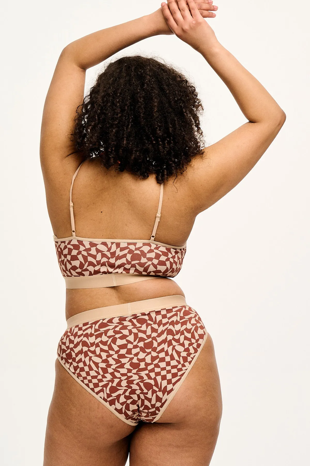 Lucy & Yak Ruby - Crop Top Cotton & Bamboo Bralette in Amara Grid Print