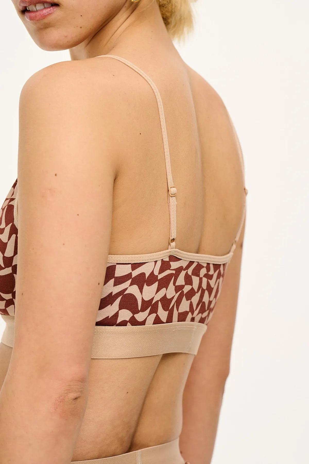 Lucy & Yak Ruby - Crop Top Cotton & Bamboo Bralette in Amara Grid Print